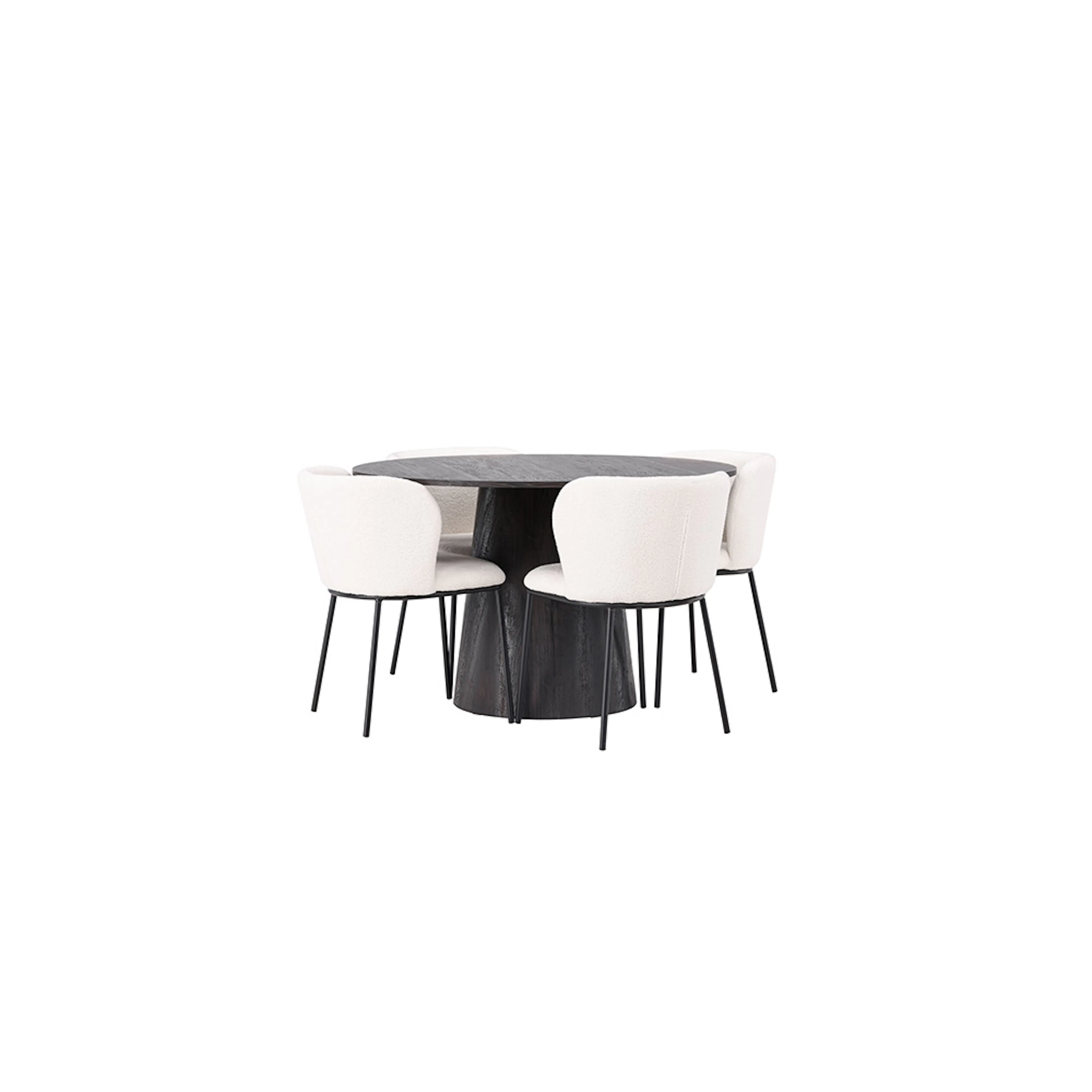 Spisegruppe Venture Home Lanzo Ø120 cm med 4 stk Edina Stoler