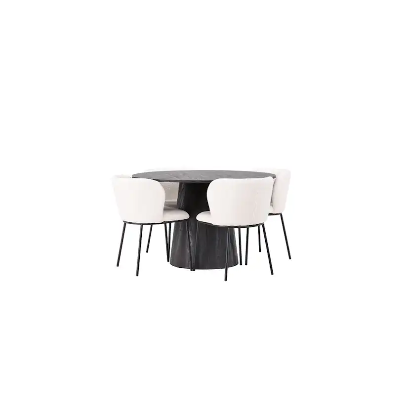 Spisegruppe Venture Home Lanzo Ø120 cm med 4 stk Edina Stoler