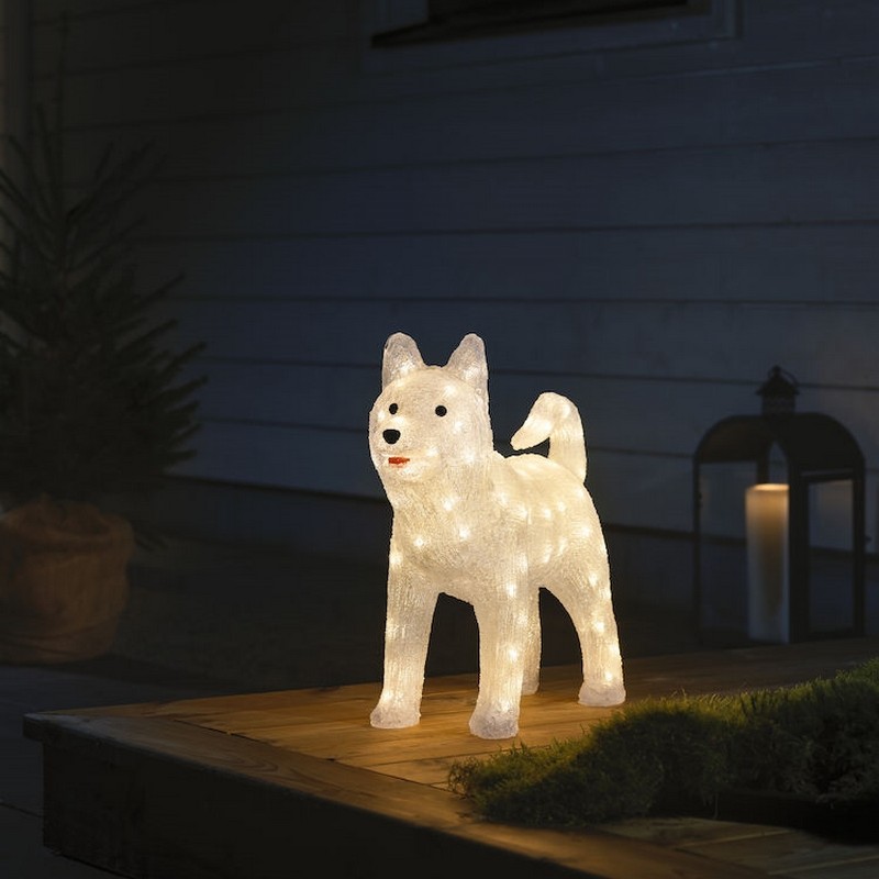 Dekorasjonsfigur Gnosjö Konstsmide Hund Akryl Husky 43 cm 88 LED