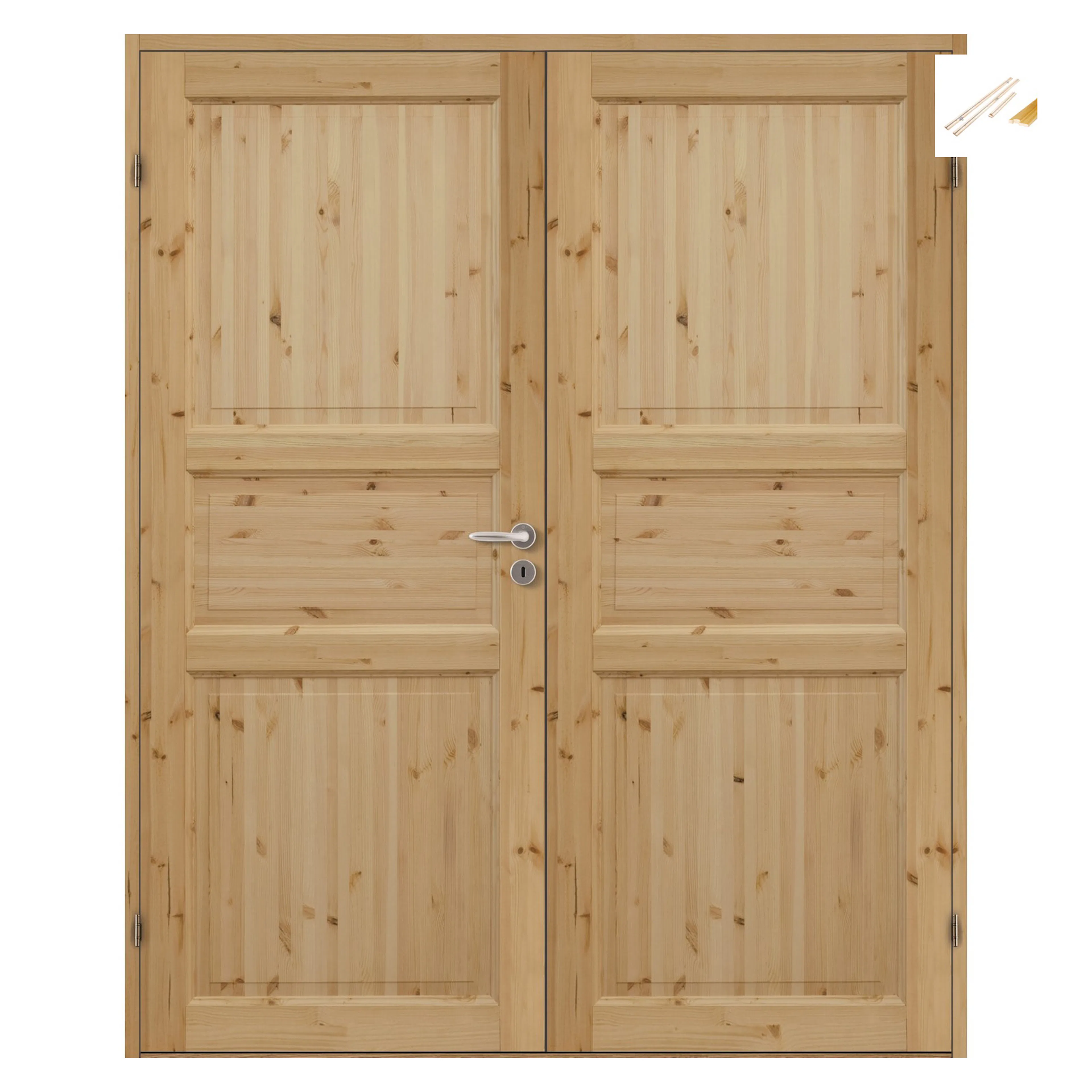 DØRBL TF IHNE 13X20 UBH med Karmsett BxH: 133x200 cm (dørbladmål: 62,5+62,5x194), Furu