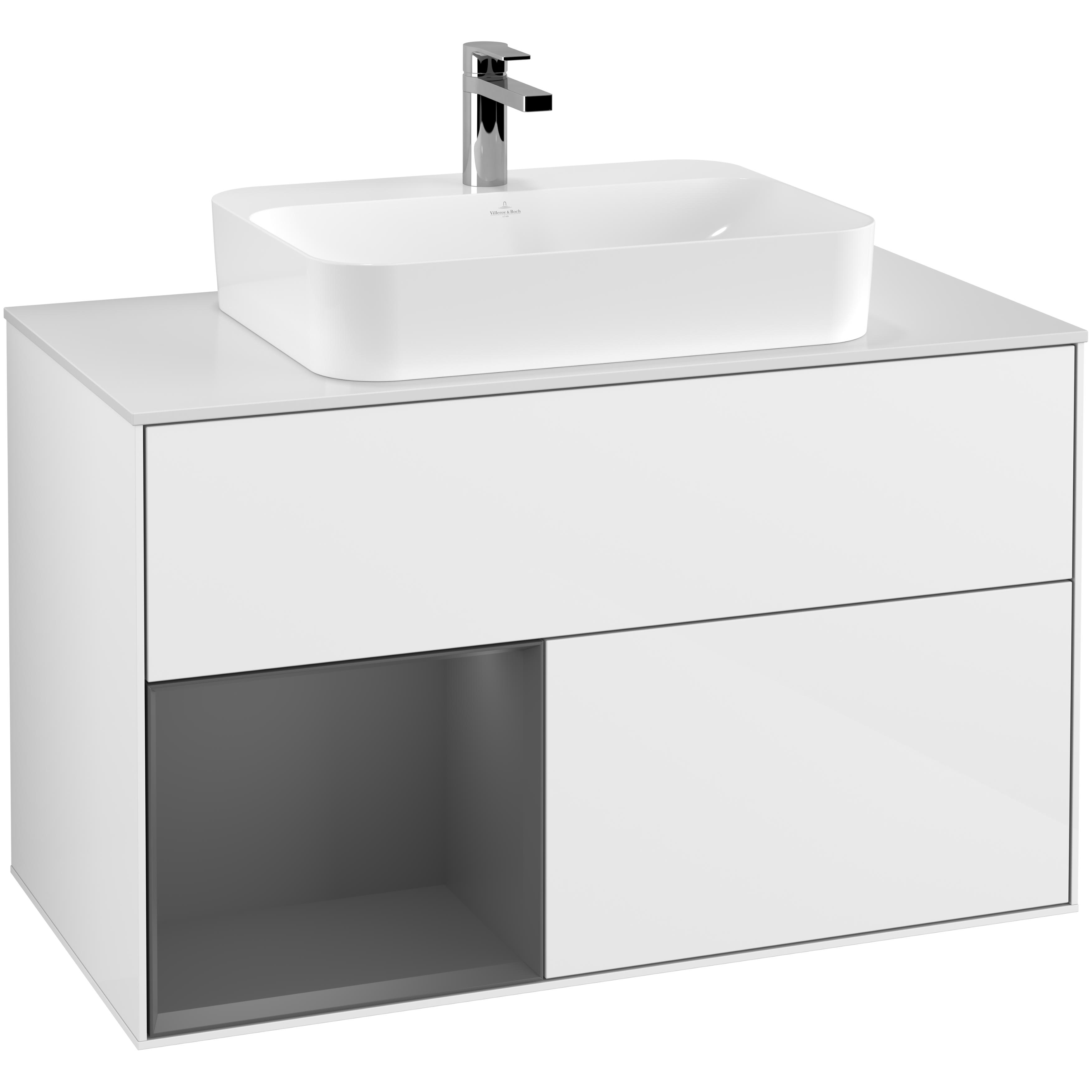 Tvättställsskåp Villeroy & Boch Finion med 2 Lådor Hylla och Bänkskiva för Ytmonterat Tvättställ | badrum - badrumsmobler - tvattstallsskap-och-kommod | KakelKungen