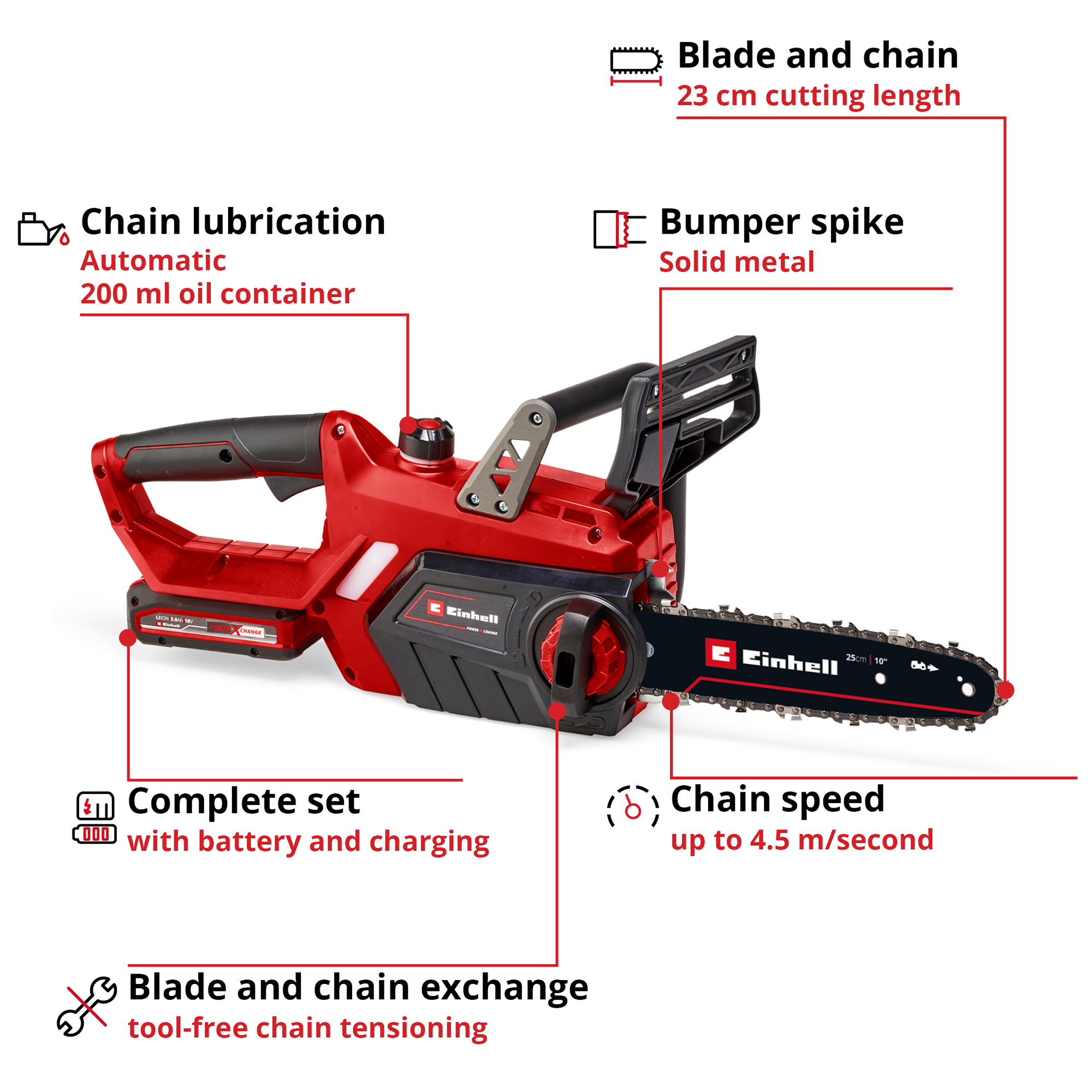 Kjedesag Einhell GE-LC 18 Li Kit (1x3Ah)