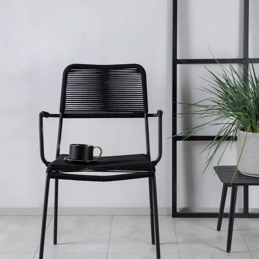 Lindos Armchair - Black Alu / Black Rope Sort