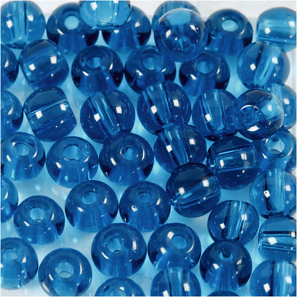 Glaspärlor, turkos, Dia. 4 mm, Hålstl. 1 mm, 45 st./ 1 strän Turkis