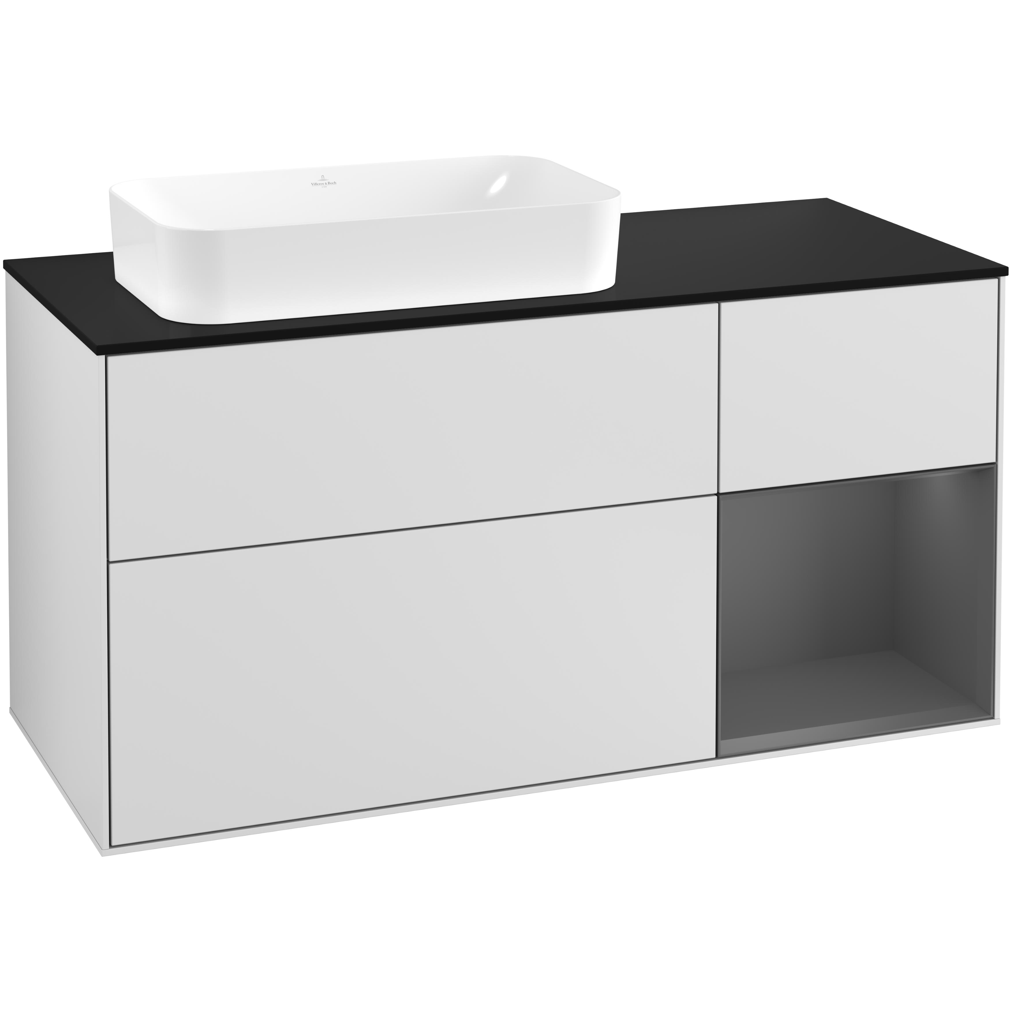 Tvättställsskåp Villeroy & Boch Finion med 3 Lådor Hylla och Bänkskiva för Ocentrerat Fristående Tvättställ