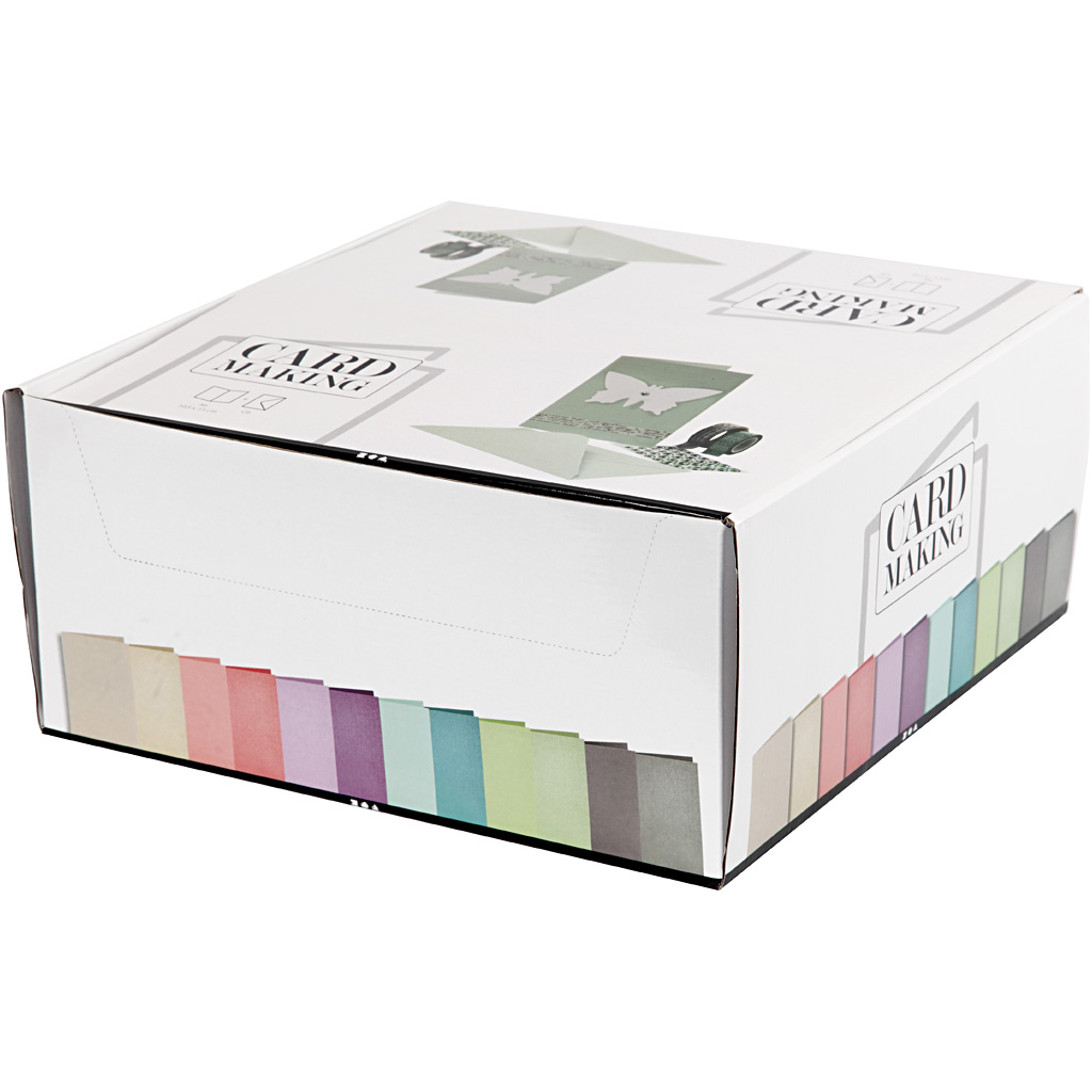 Kort og konvolutter Creativ Company Perlemor Kortstr 10,5x15 cm Konvstr 11,5x16,5 cm Ass Farger 120 sett/1 Pk