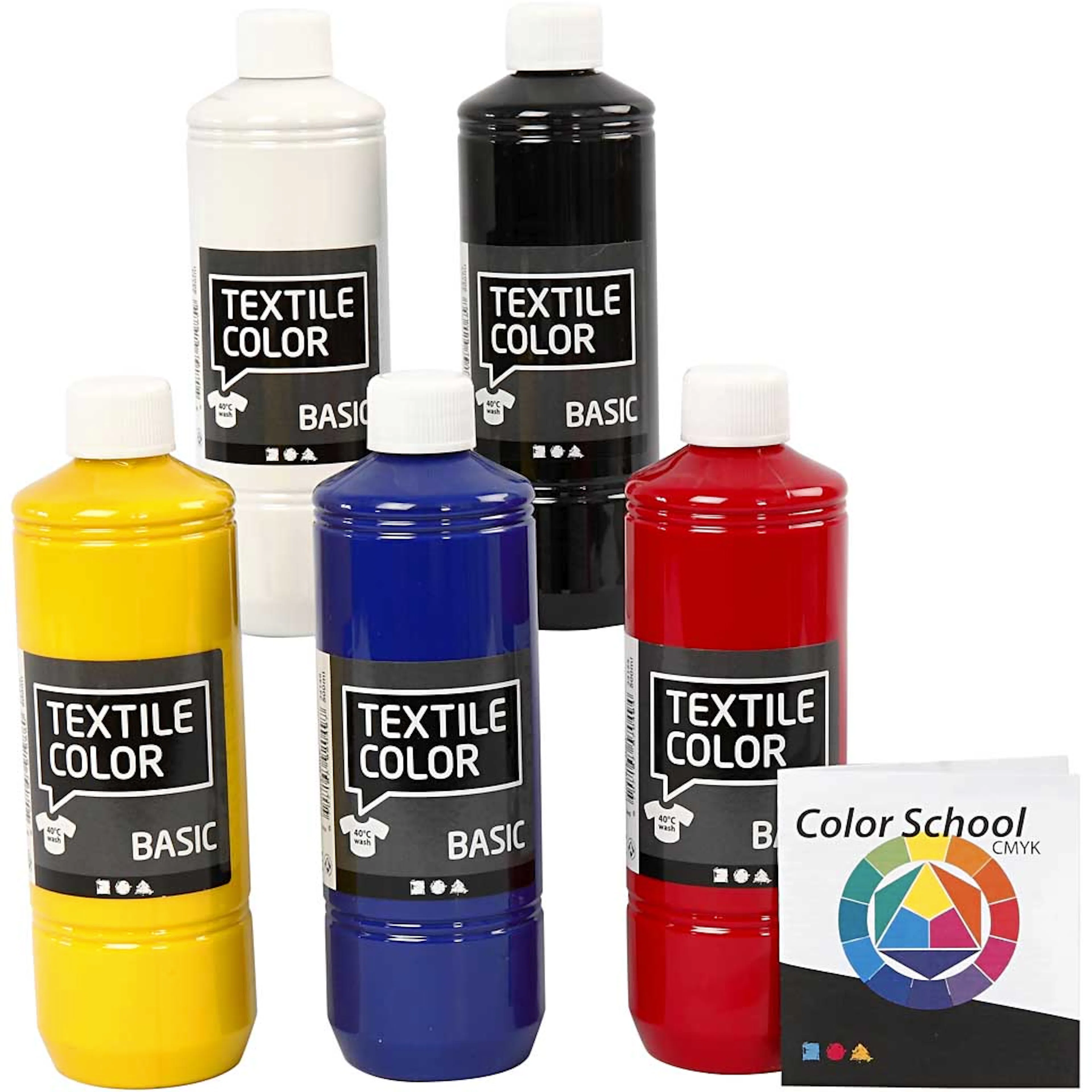 Tekstilfarge Creativ Company Primærfarger 5x500 ml/1 Pk