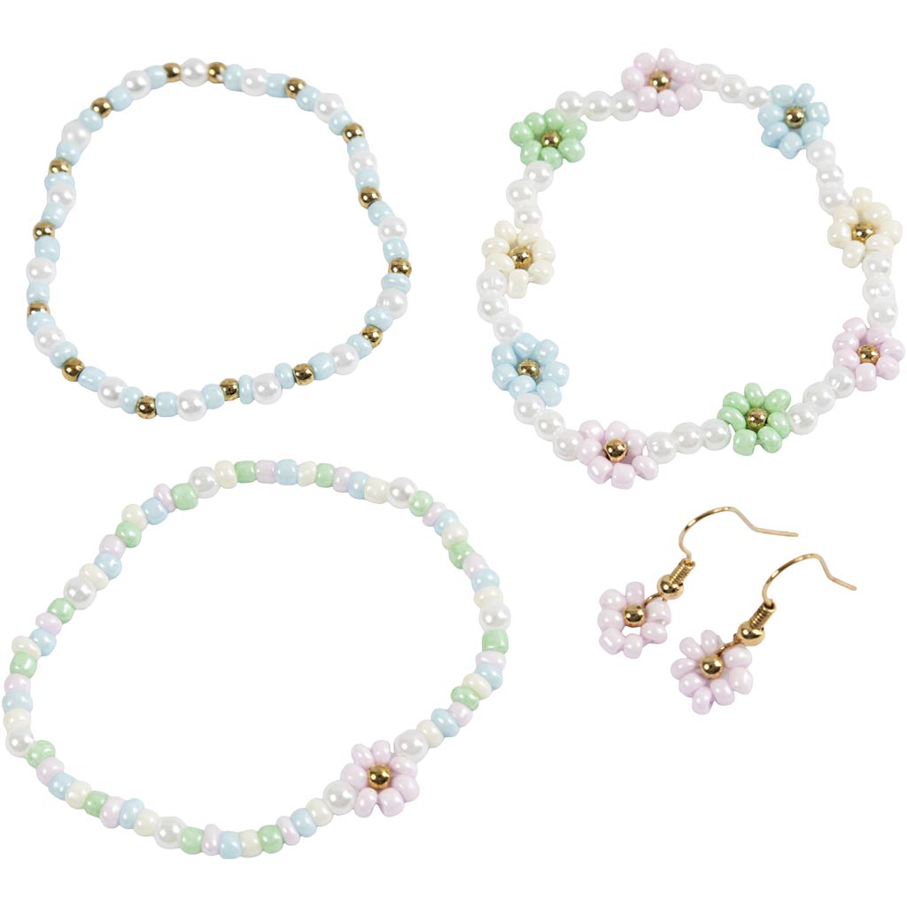 Smykker Creativ Company Mini DIY Kit Elastisk Armbånd og Ørering