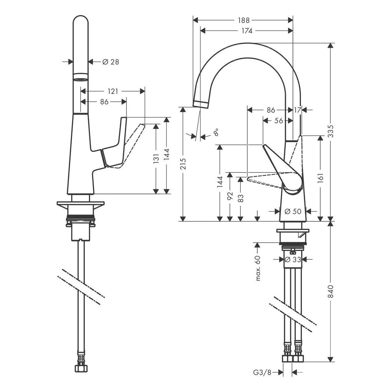 Kjøkkenbatteri Hansgrohe Talis S 220 1jet