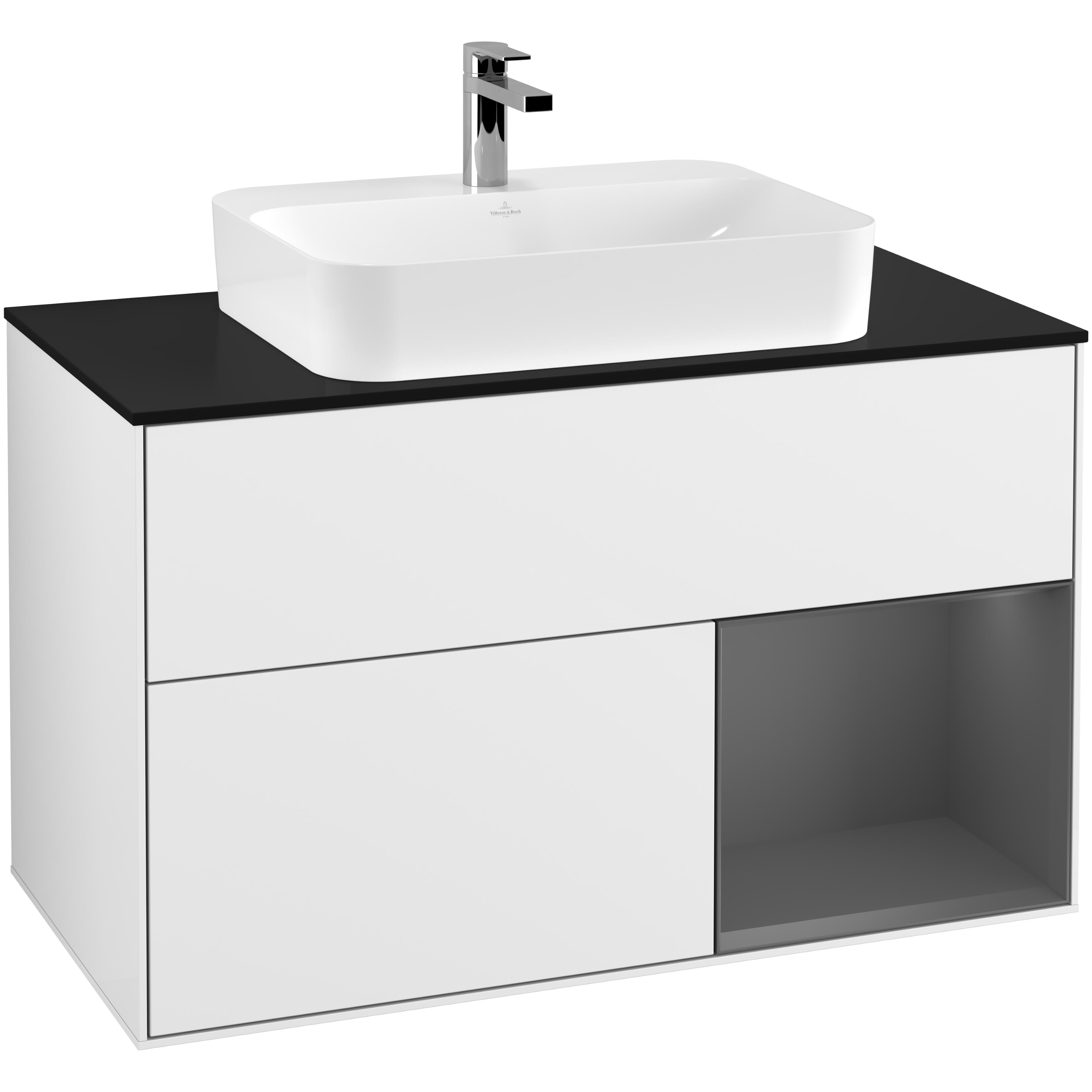 Tvättställsskåp Villeroy & Boch Finion med 2 Lådor Hylla och Bänkskiva för Ytmonterat Tvättställ | badrum - badrumsmobler - tvattstallsskap-och-kommod | KakelKungen