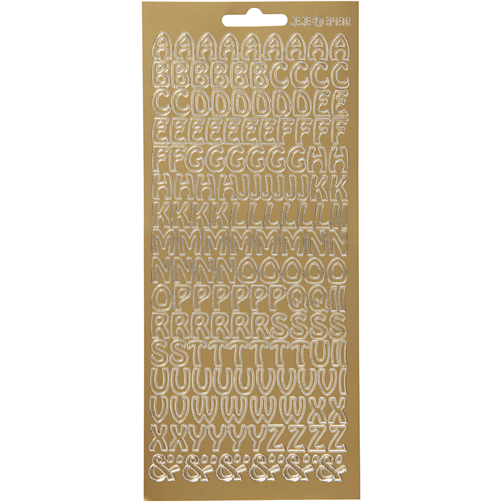 Stickers, guld, bokstäver, 10x23 cm, 1 ark Gull