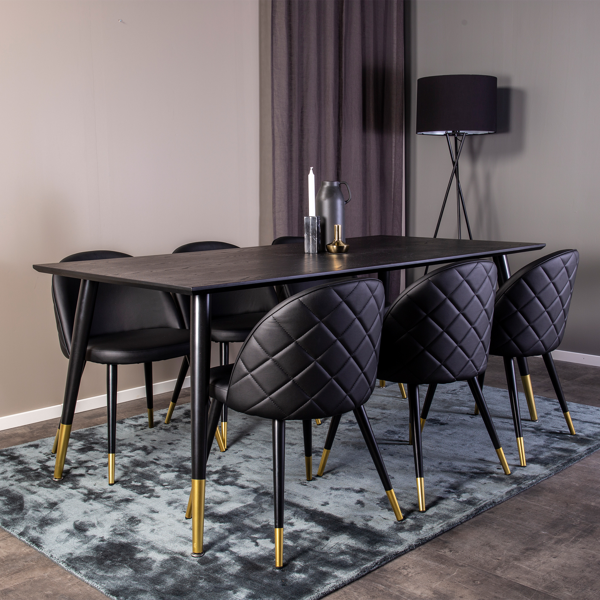 Spisegruppe Venture Home Dipp med 6 Velvet Stoler