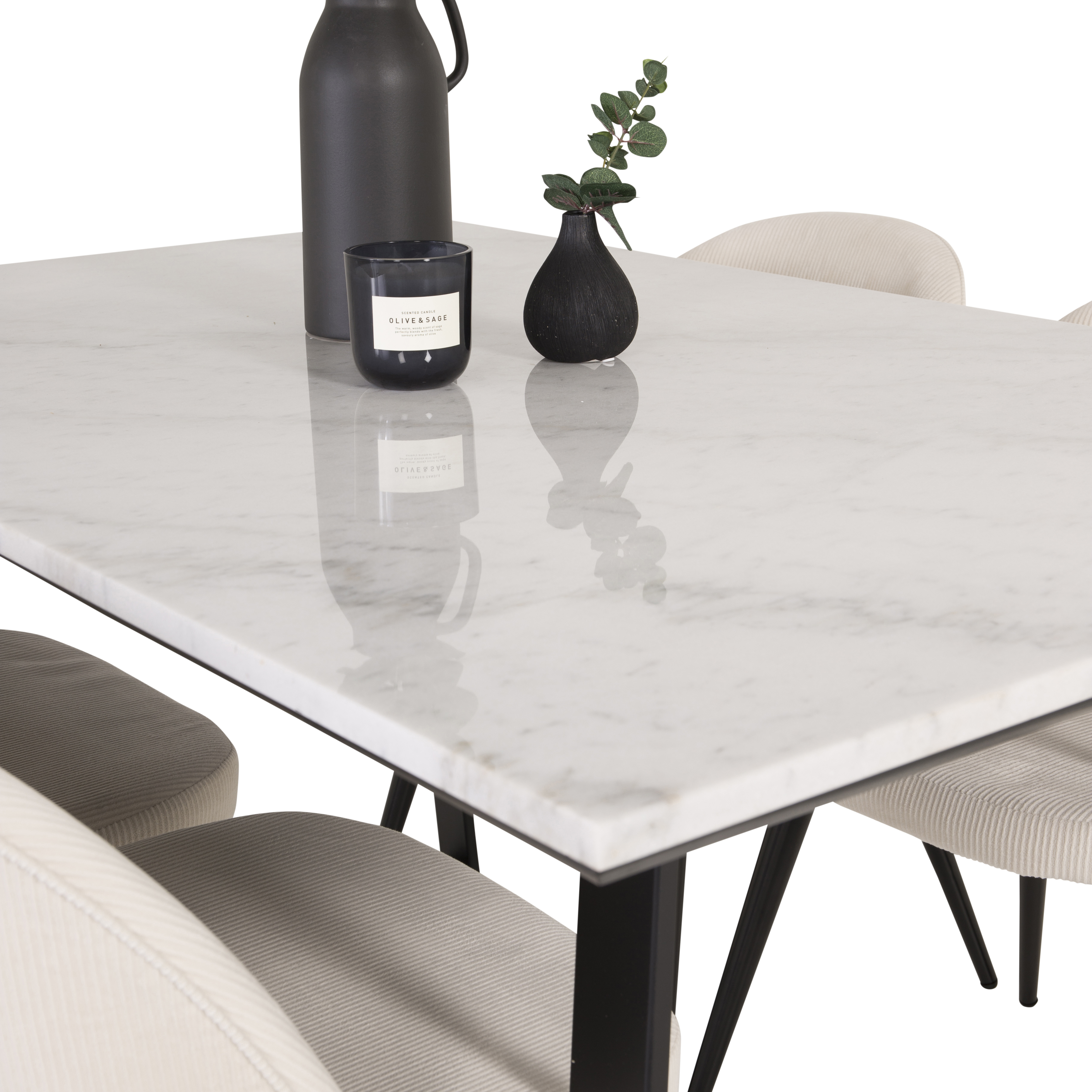 Spisegruppe Venture Home Estelle 140 med 4 Valentina Stoler ManchEstelle