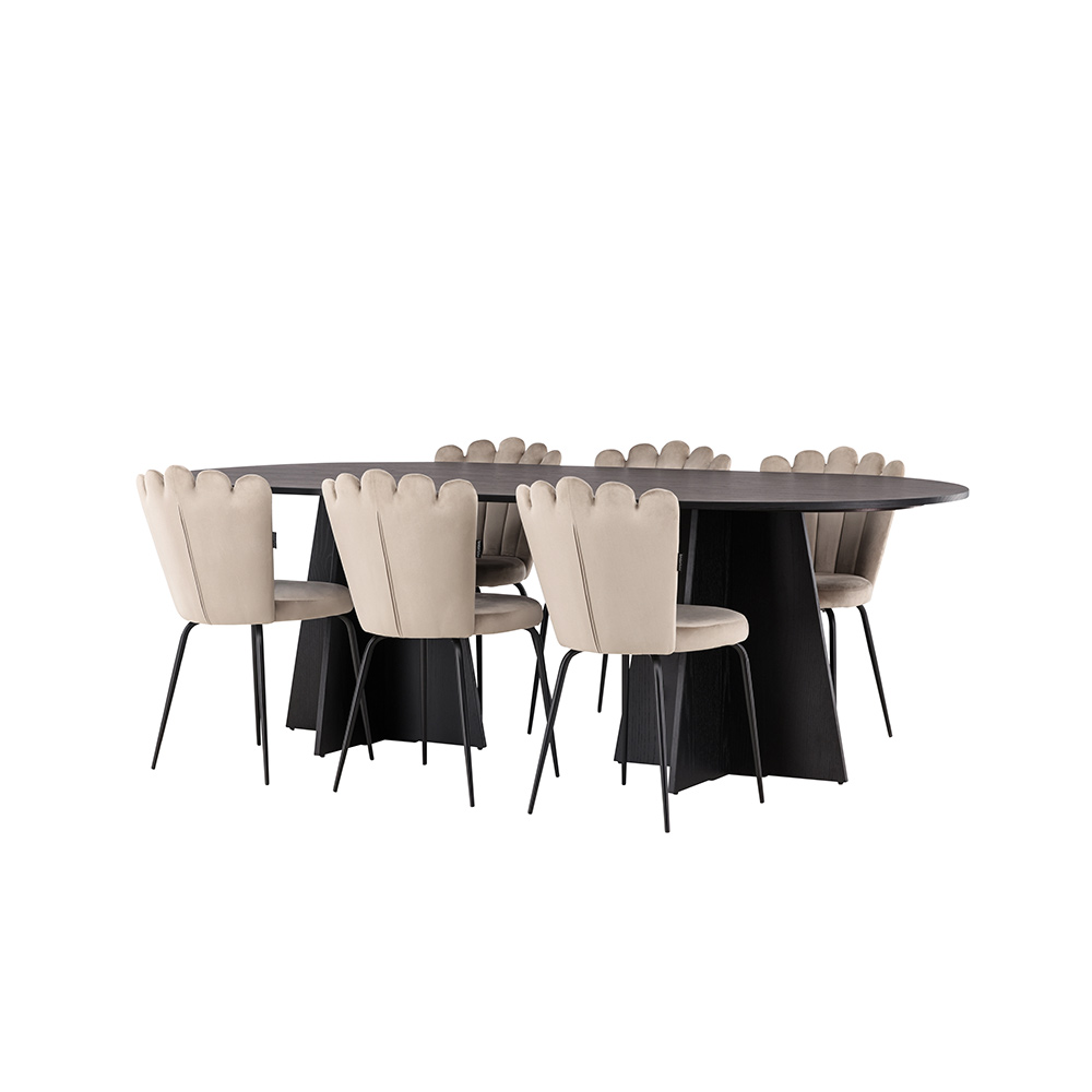 Spisegruppe Venture Home Bootcut Oval med 6 Limhamn Light Stoler