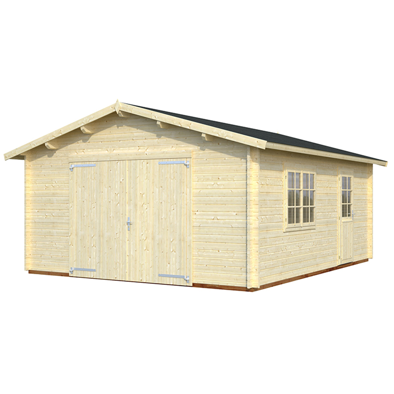 Garage Roger 23,9 m2 med dörr Ubehandlet tre