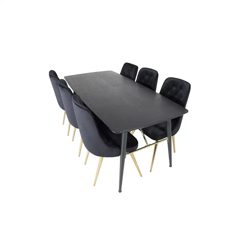 Spisegruppe Venture Home Gold med 6 Velvet Deluxe Stoler