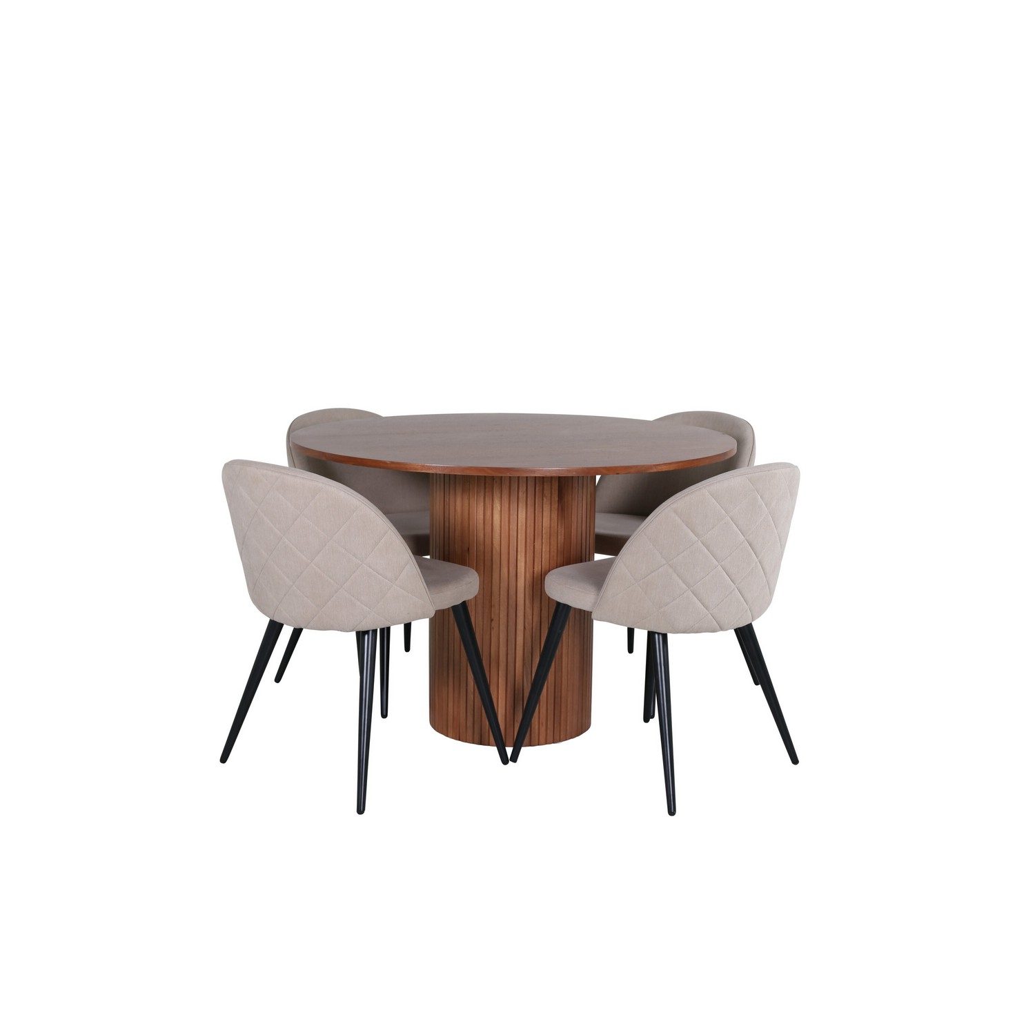 Spisegruppe Venture Home med Rundt Bianca Spisebord og 4 Valentina Stitcthes Spisestoler