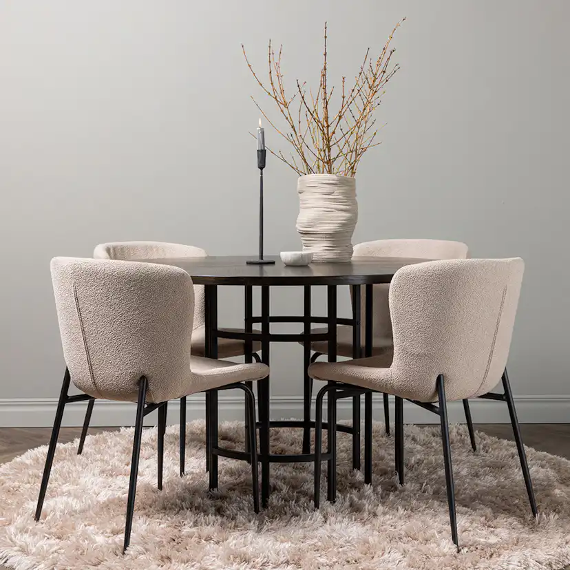 Spisegruppe Venture Home Copenhagen Ø 115 cm med 4 Modesto Stoler
