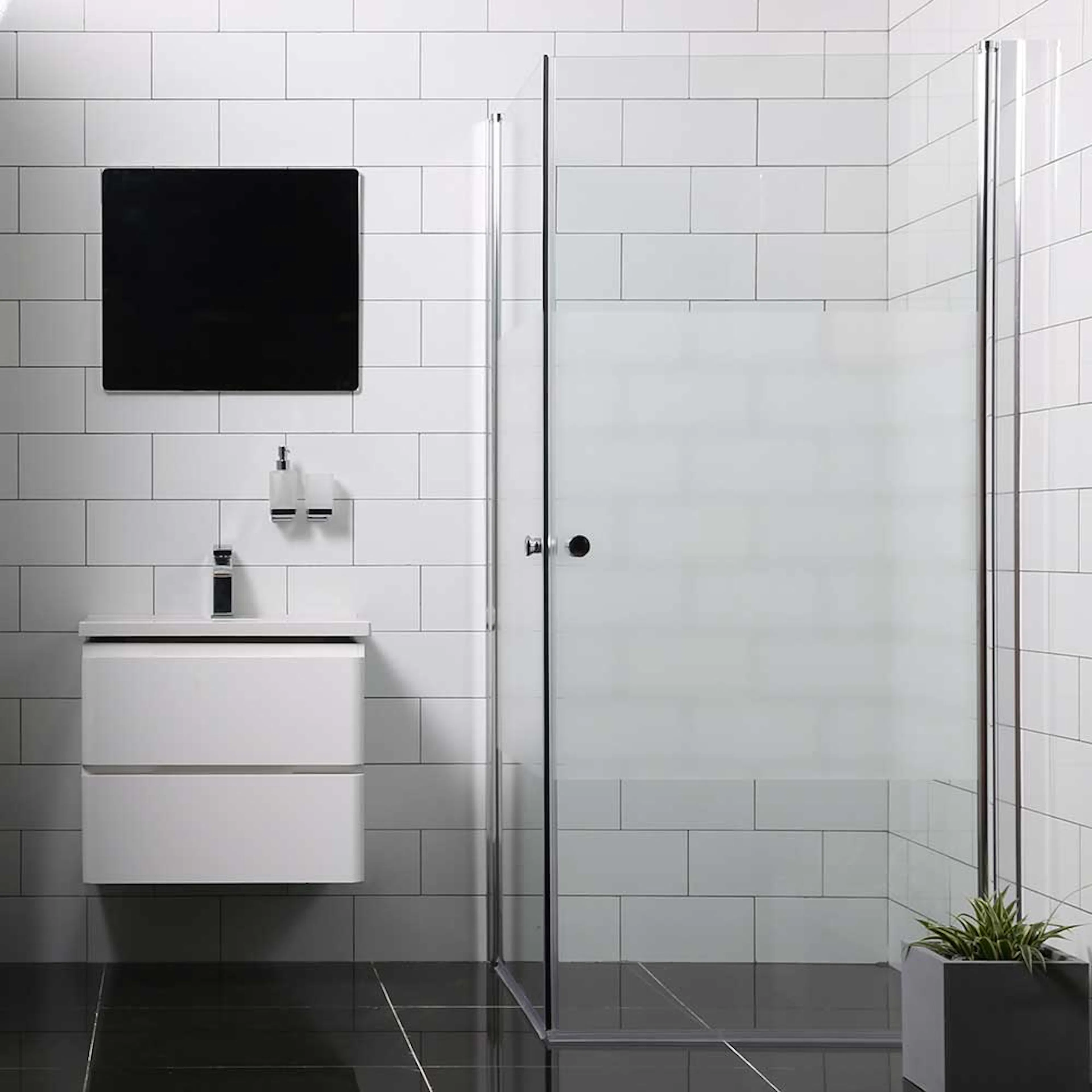 Dusjhjørne Bathlife Allsidig Rett Dør + Rett Dør Delvis Frostet Glass