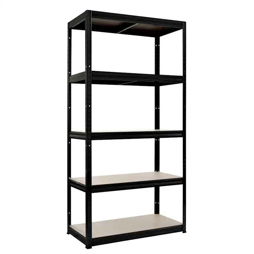 Hylla Home It Stål Med 5 Trävåningar 1800×900×450 mm Svart