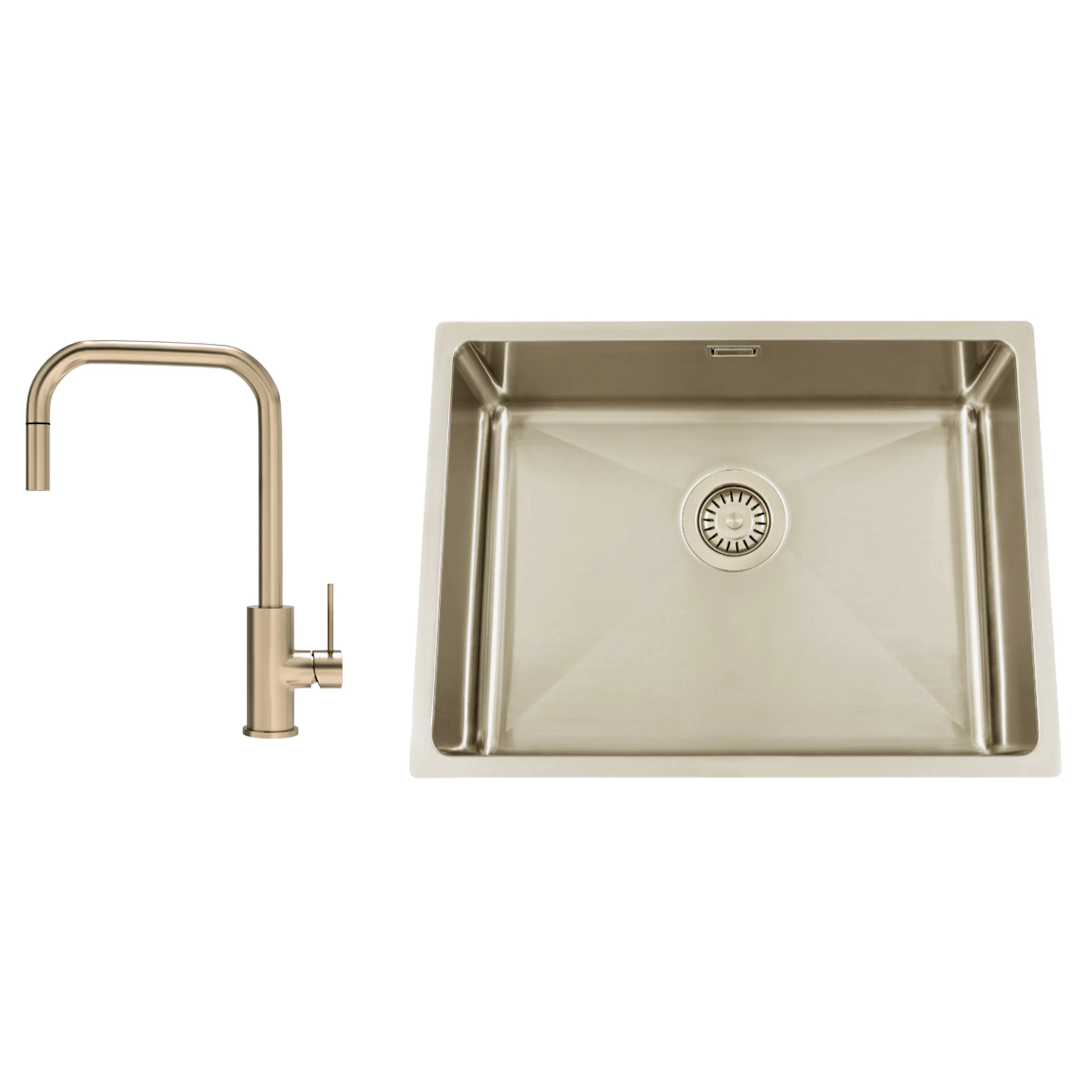 Kjøkkenvask Nordic Tech Titan 530 X med Kjøkkenbatteri Steel Accent Square D