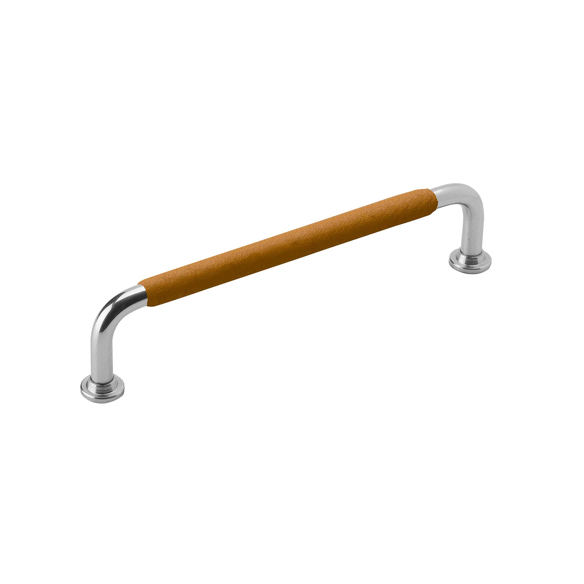 Handtag 1353-128 förnicklad/lädersvept natur Forniklet, L: 142 mm