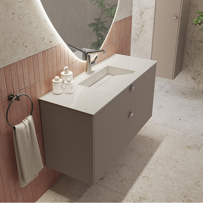 Møbelpakke FOSSBAD Innovent B120 med Simplicity silestoneservant og Organic speil