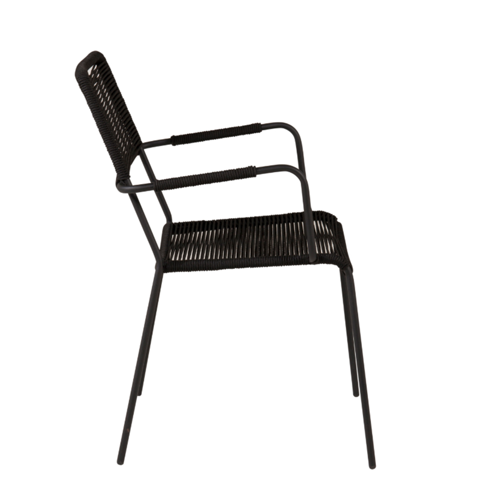 Lindos Armchair - Black Alu / Black Rope Sort