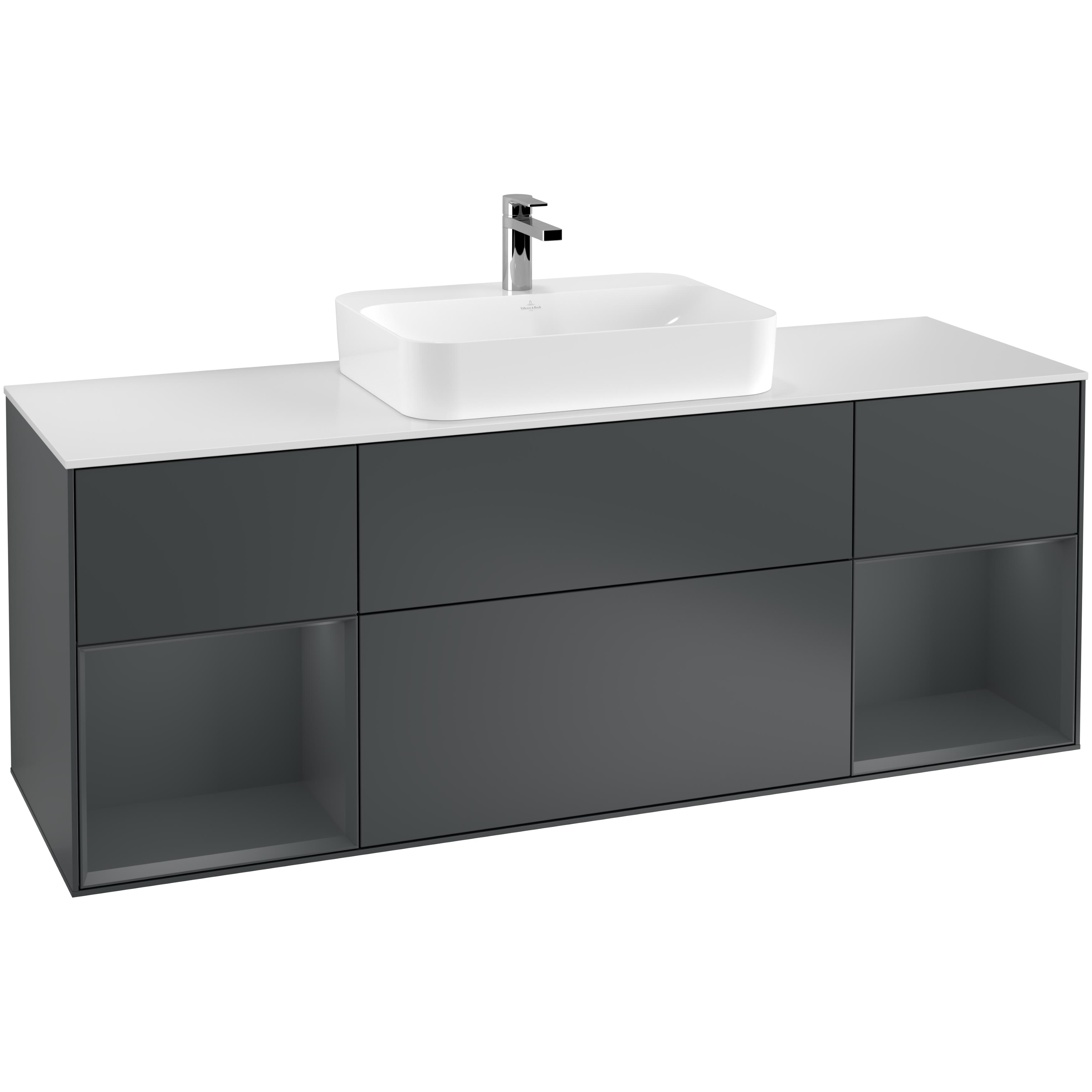 Tvättställsskåp Villeroy & Boch Finion med Två Hyllor och Bänkskiva för Ytmonterat Tvättställ