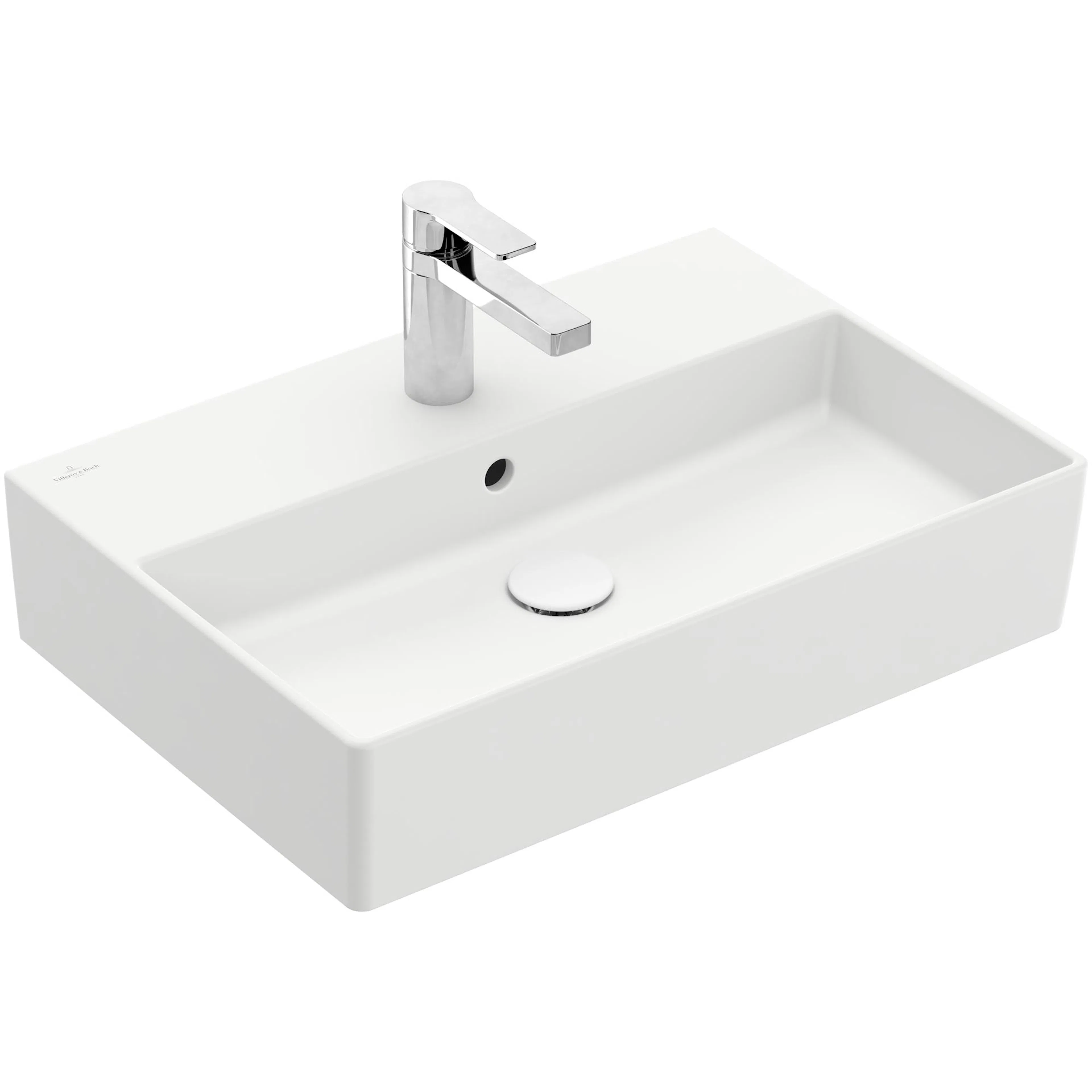 Tvättställ villeroy & Boch Memento 2.0 4A2260RW Stenvit CeramicPlus, Med Bräddavlopp, 600 mm, Med Blandarhål, för Trehålsblandare