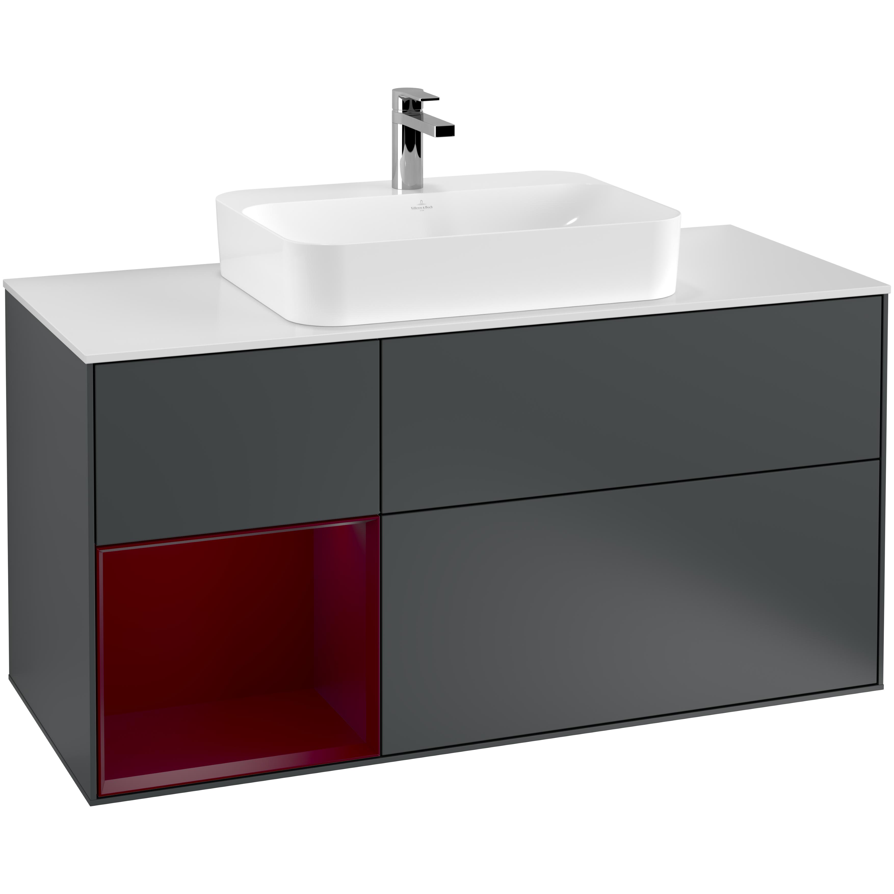 Tvättställsskåp Villeroy & Boch Finion med 3 Lådor Hylla och Bänkskiva för Ytmonterat Tvättställ