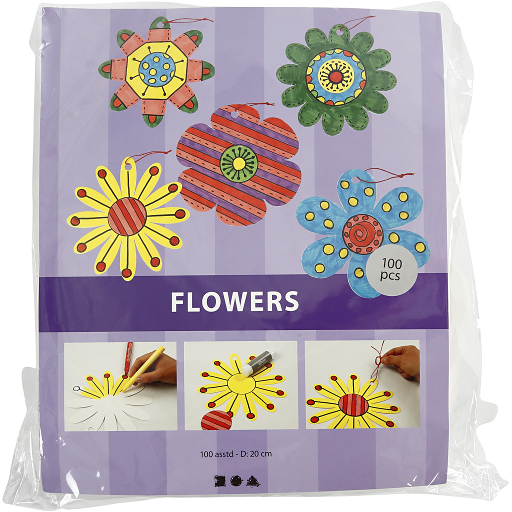Pappfigur Creativ Company Blomster Hvit D20 cm 400 g 5x20 Stk/1 Pk