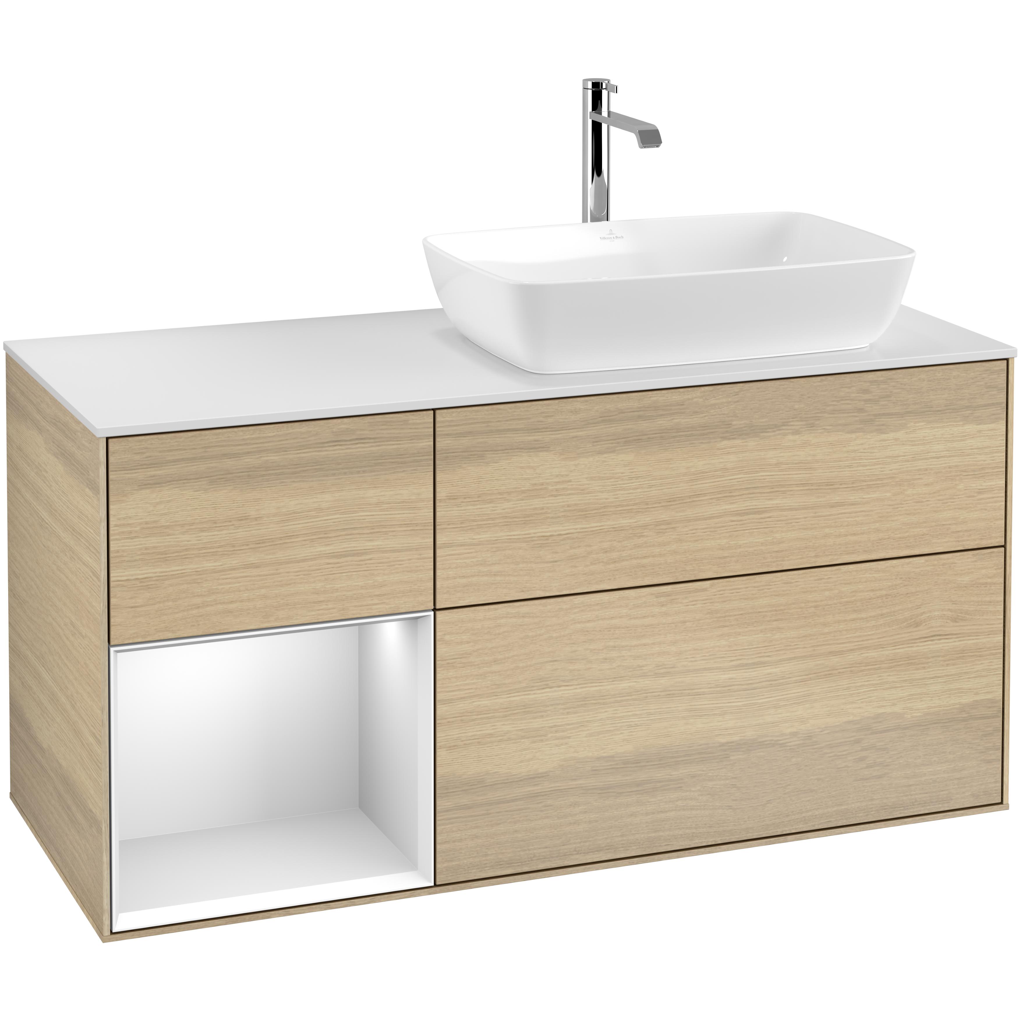 Tvättställsskåp Villeroy & Boch Finion med 3 Lådor Hylla och Bänkskiva för Ocentrerat Tvättställ från Artis & Collaro