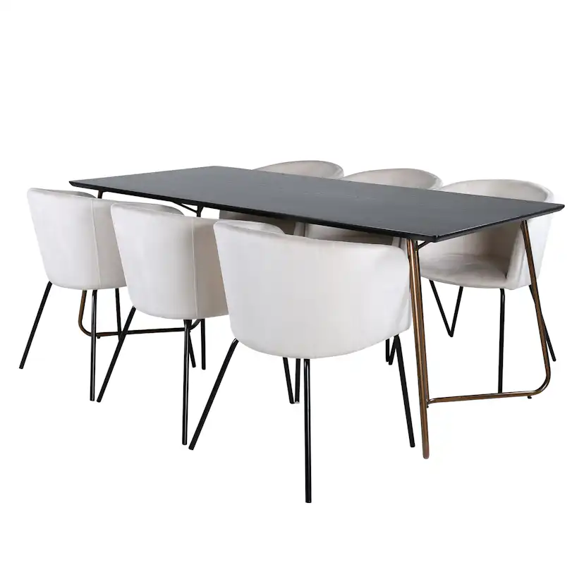 Spisegruppe Venture Home Annika med 6 Bergen Stoler Fløyel