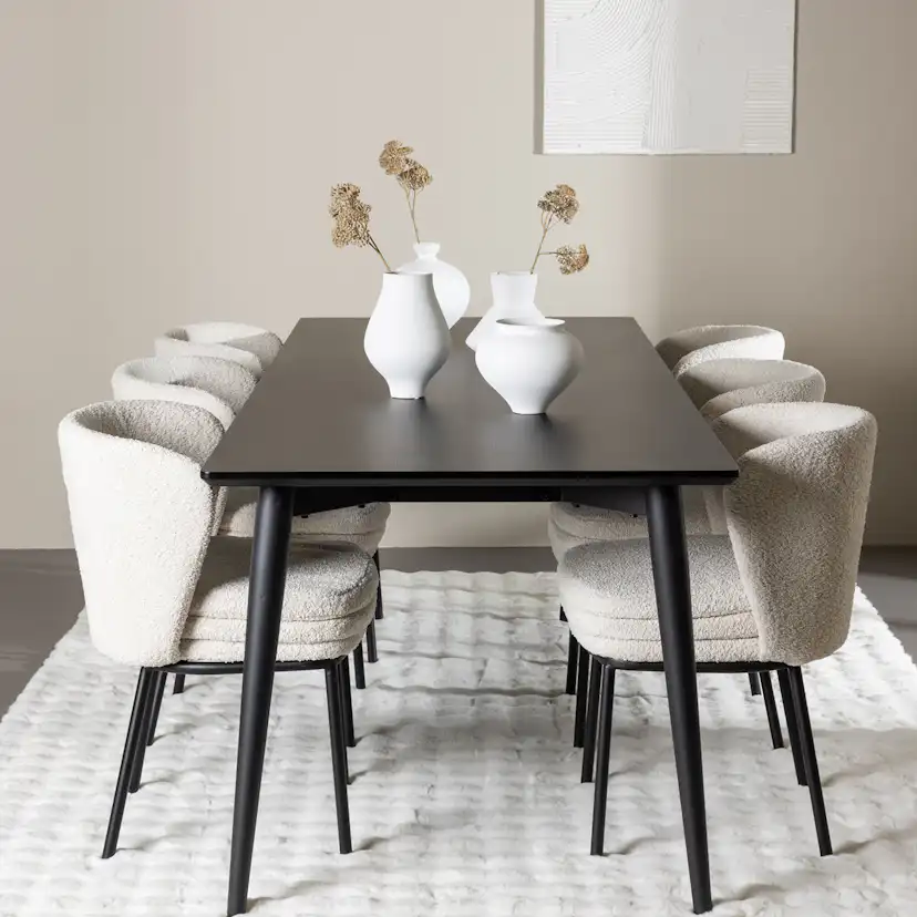 Spisegruppe Venture Home Ellis 230 med 6 stk Agnes Stoler Sort/Hvit