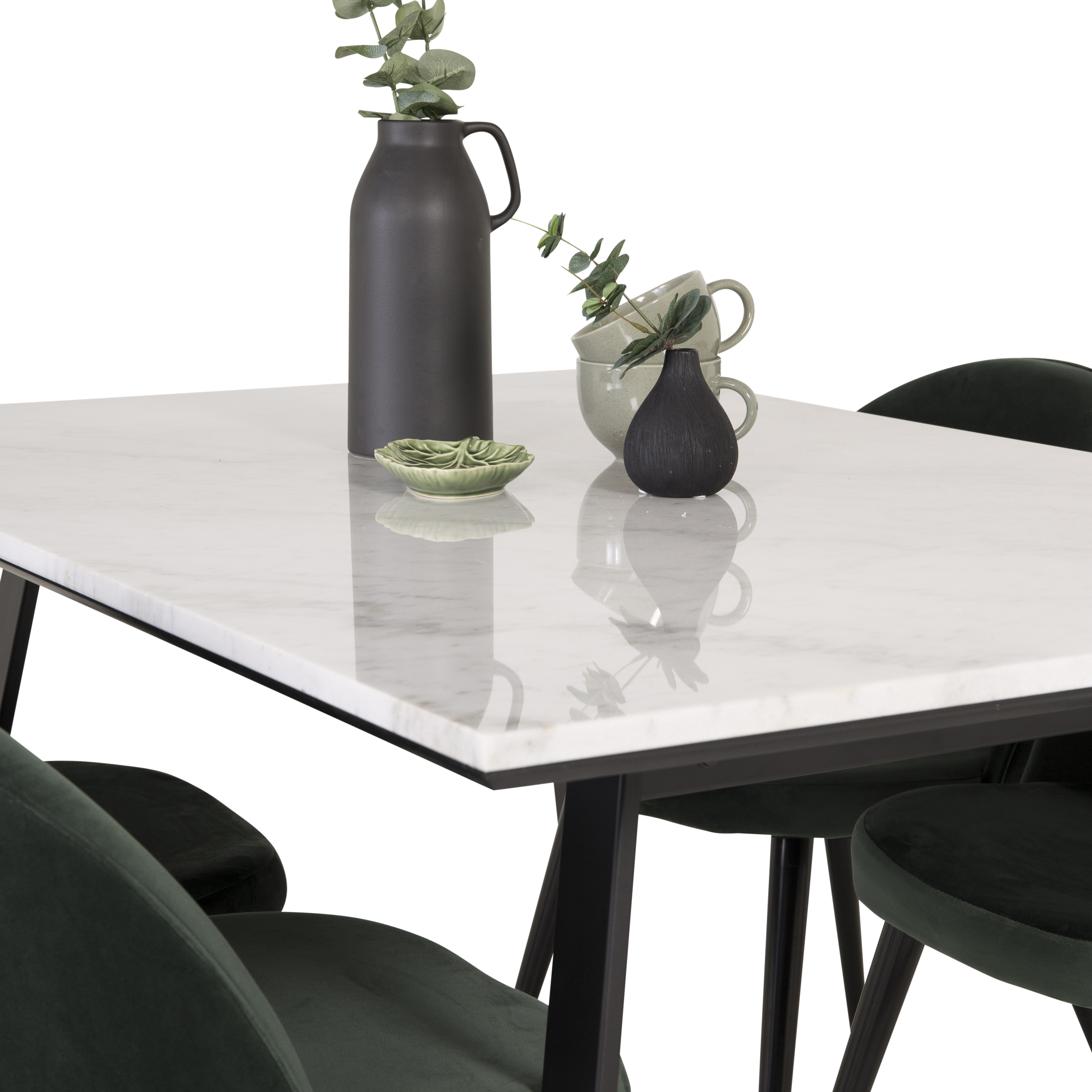 Spisegruppe Venture Home Estelle 140 med 4 Valentina Stoler Fløyel