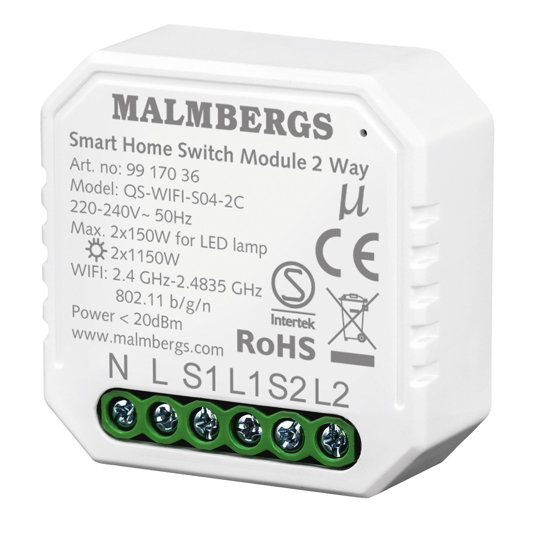 Smart Modul 2-kanal Malmbergs SmartHome Wifi On/off
