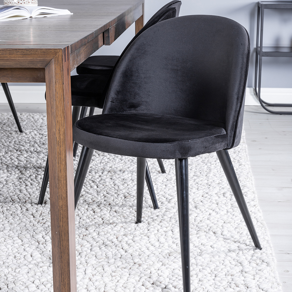 Slider Extention Table - Smoked Oak+ Dining Chair - / _6 Mørke Eik/Sort