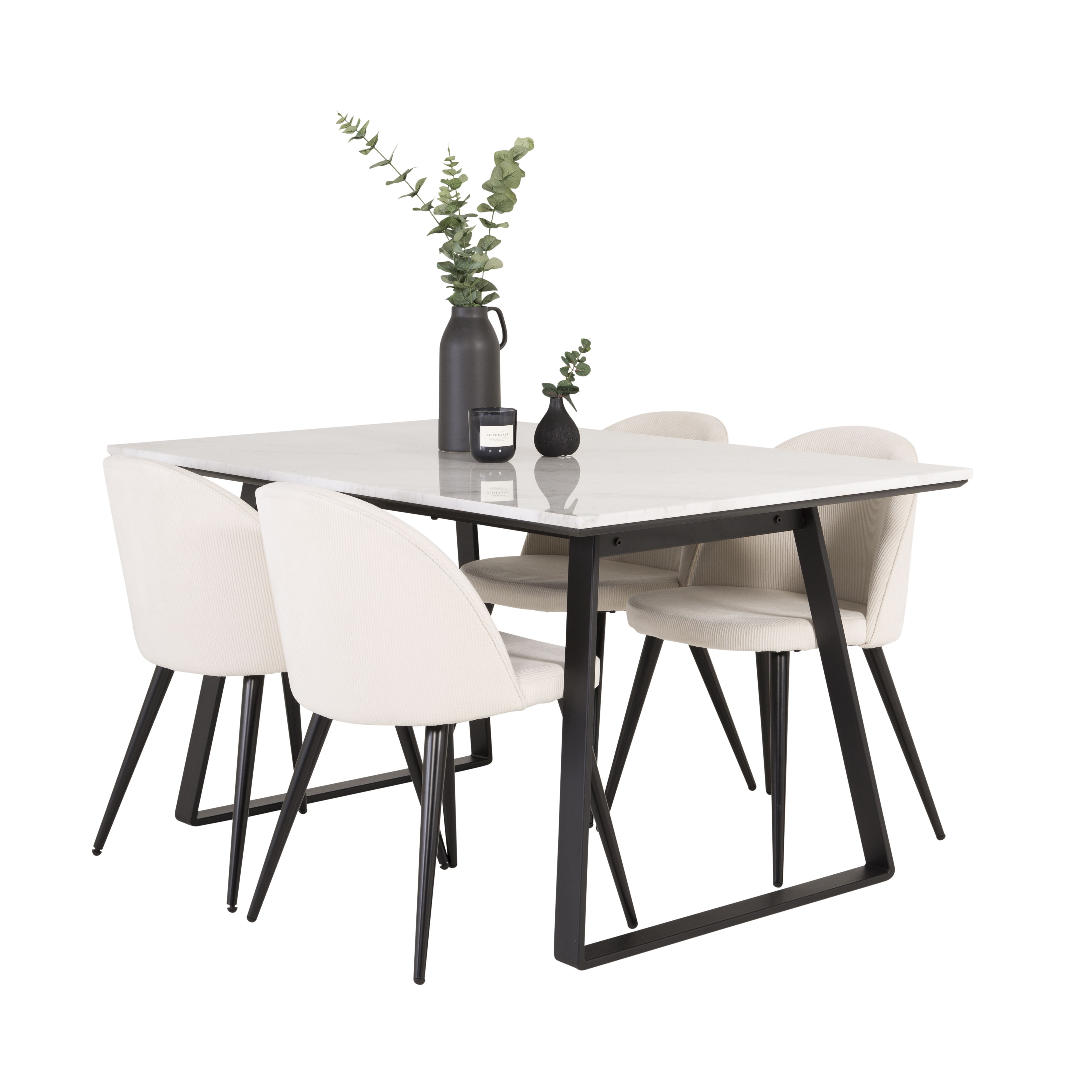 Spisegruppe Venture Home Estelle 140 med 4 Valentina Stoler ManchEstelle