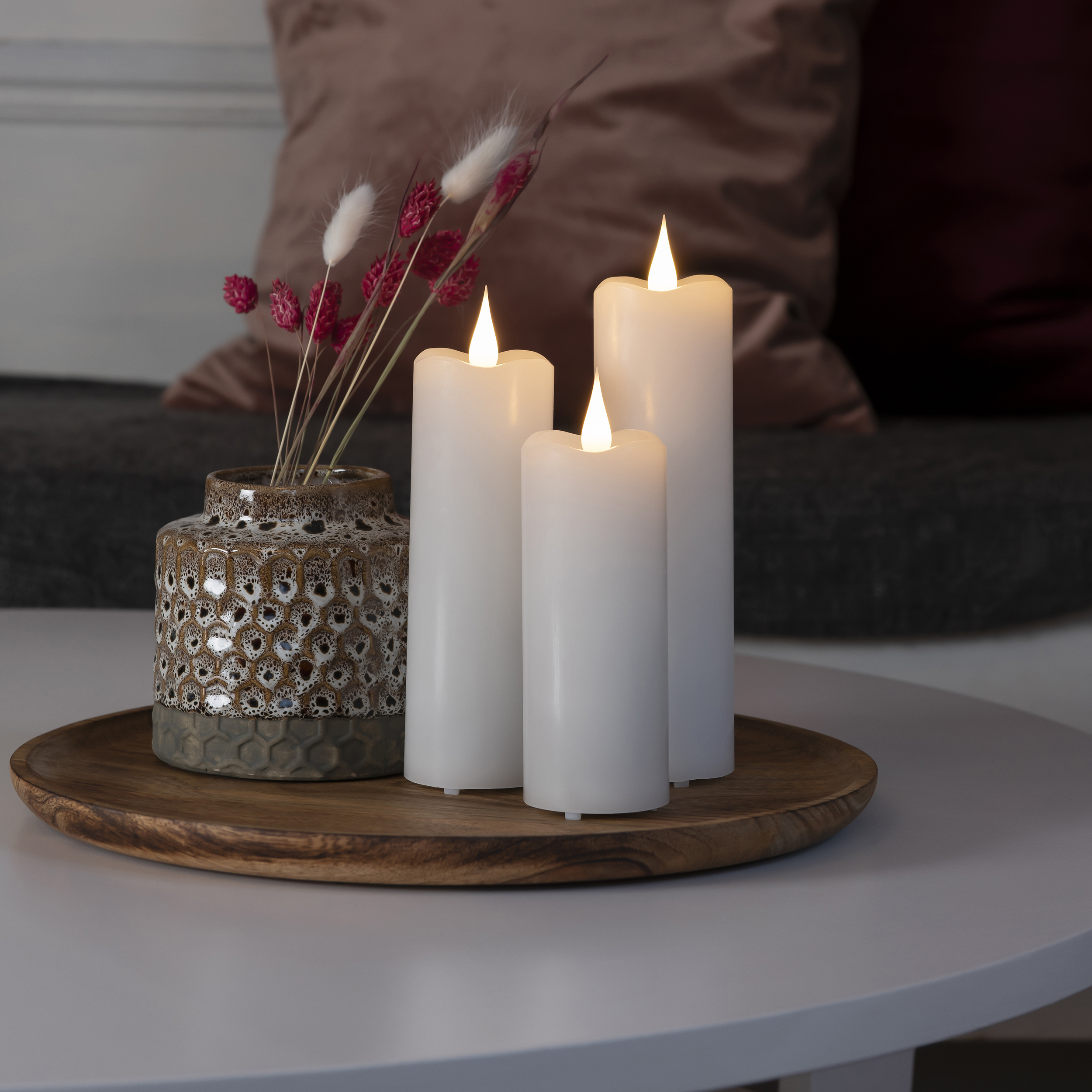 Vokslys Gnosjö Konstsmide 5x15,2 cm LED Hvit