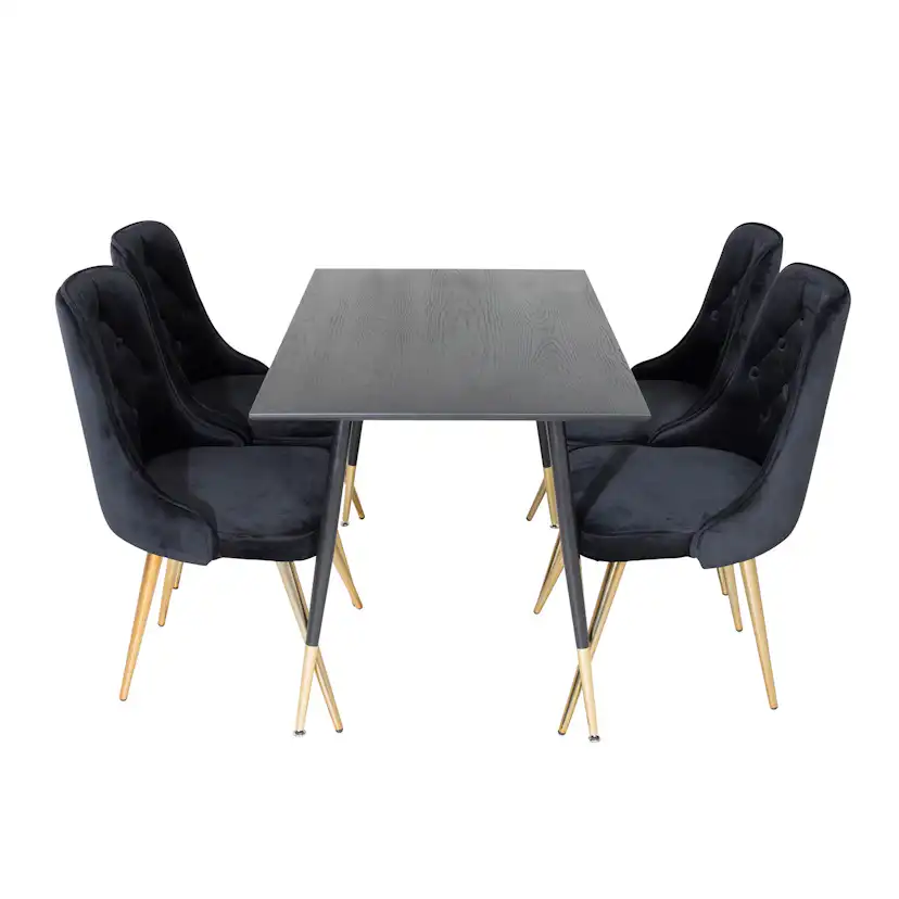 Spisegruppe Venture Home Dipp med 4 Velvet Deluxe Stoler
