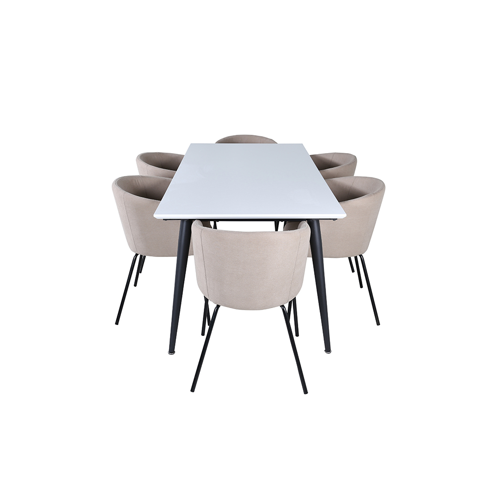 Spisegruppe Venture Home Jolie med 6 Bergen Stoler Polyesterlinen
