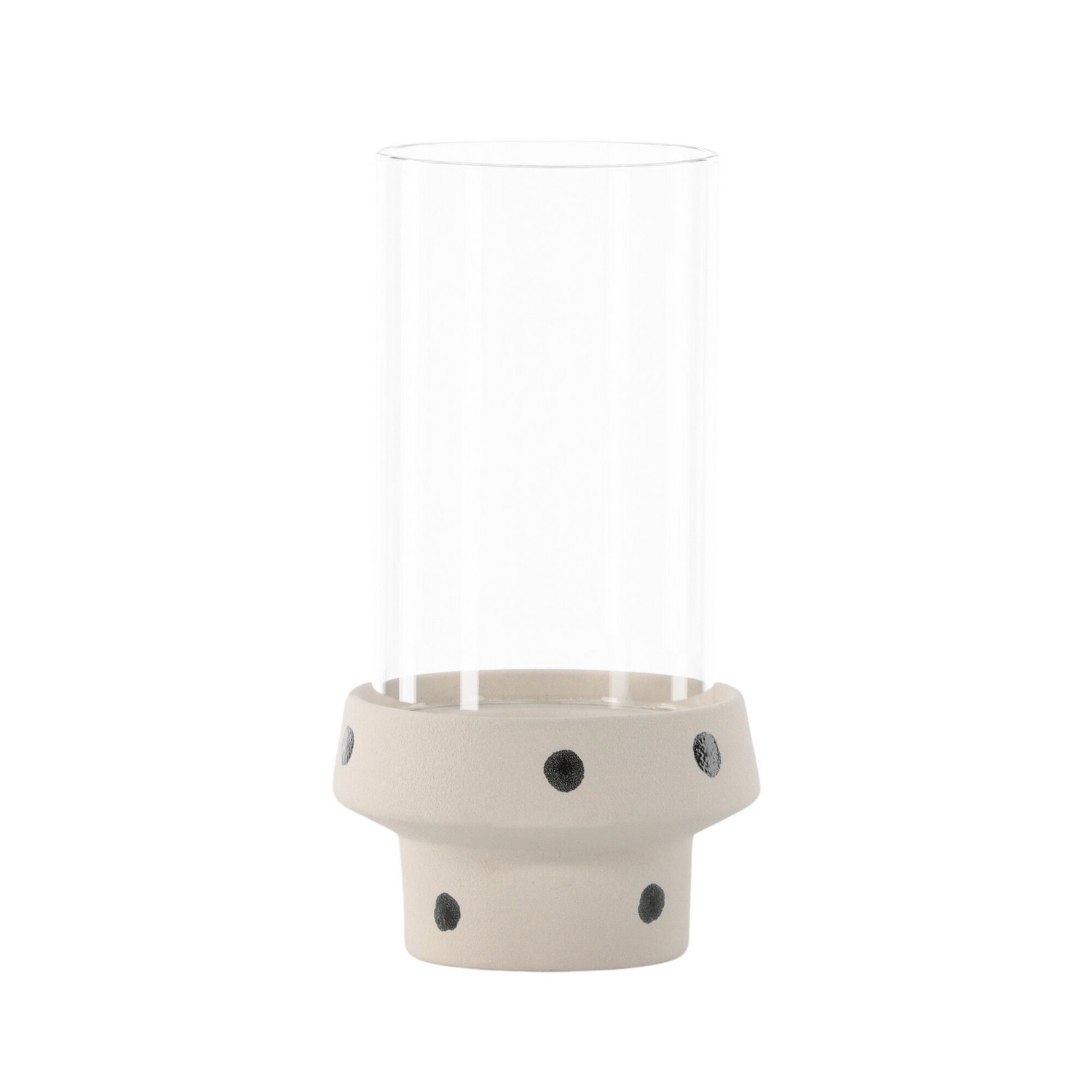 Davida Lantern -  White/Black Dots/Clear Glass - 15*H29cm Hvit/Sort, Diamater: 150 mm