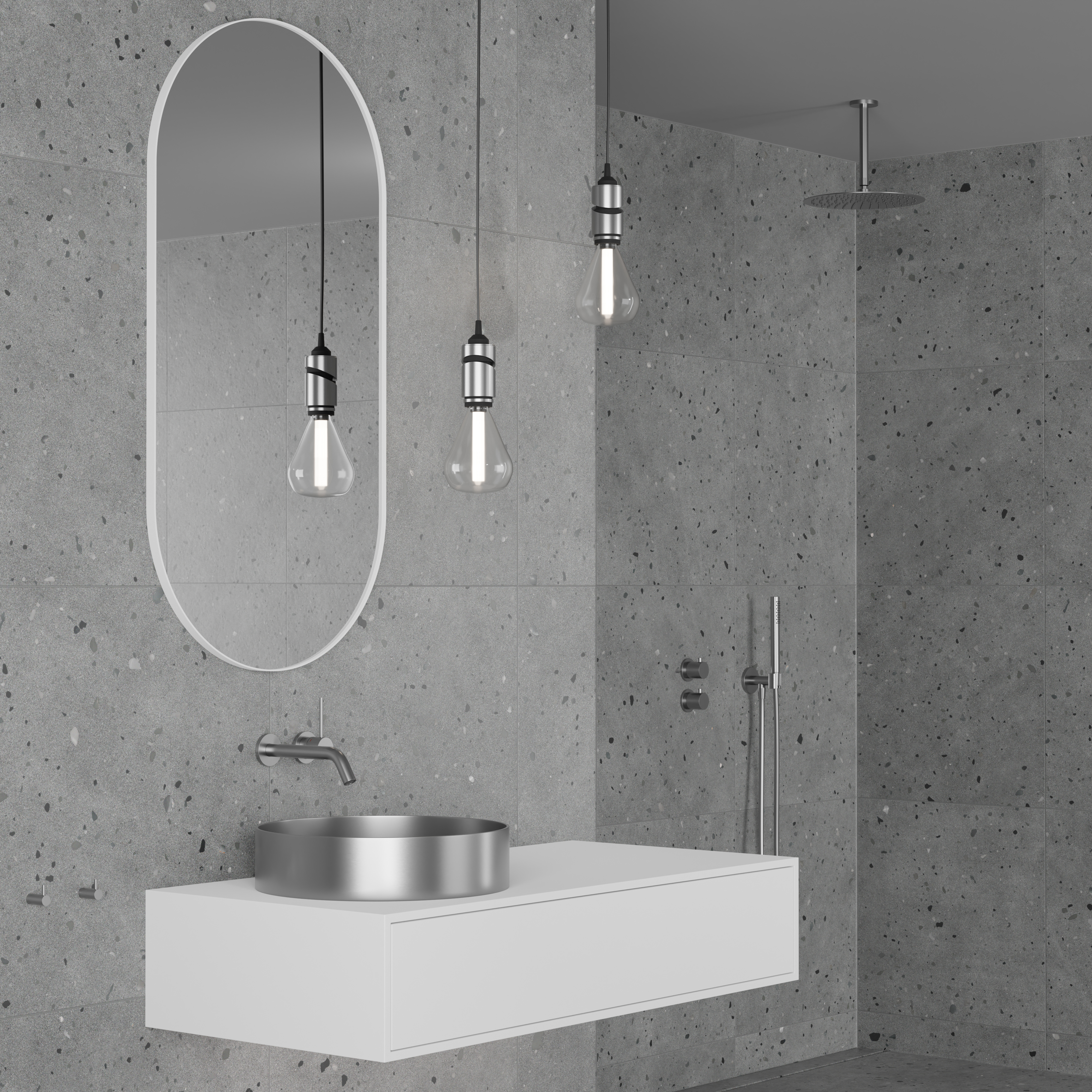 Takduschset Scandtap Steel Harmonized 2Z för Inbyggnad