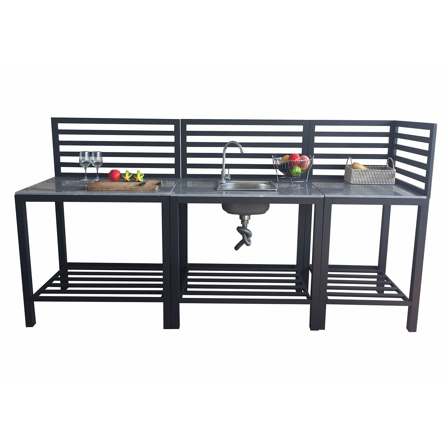 Atlantis garden kitchen middle (wh)-svart Sort