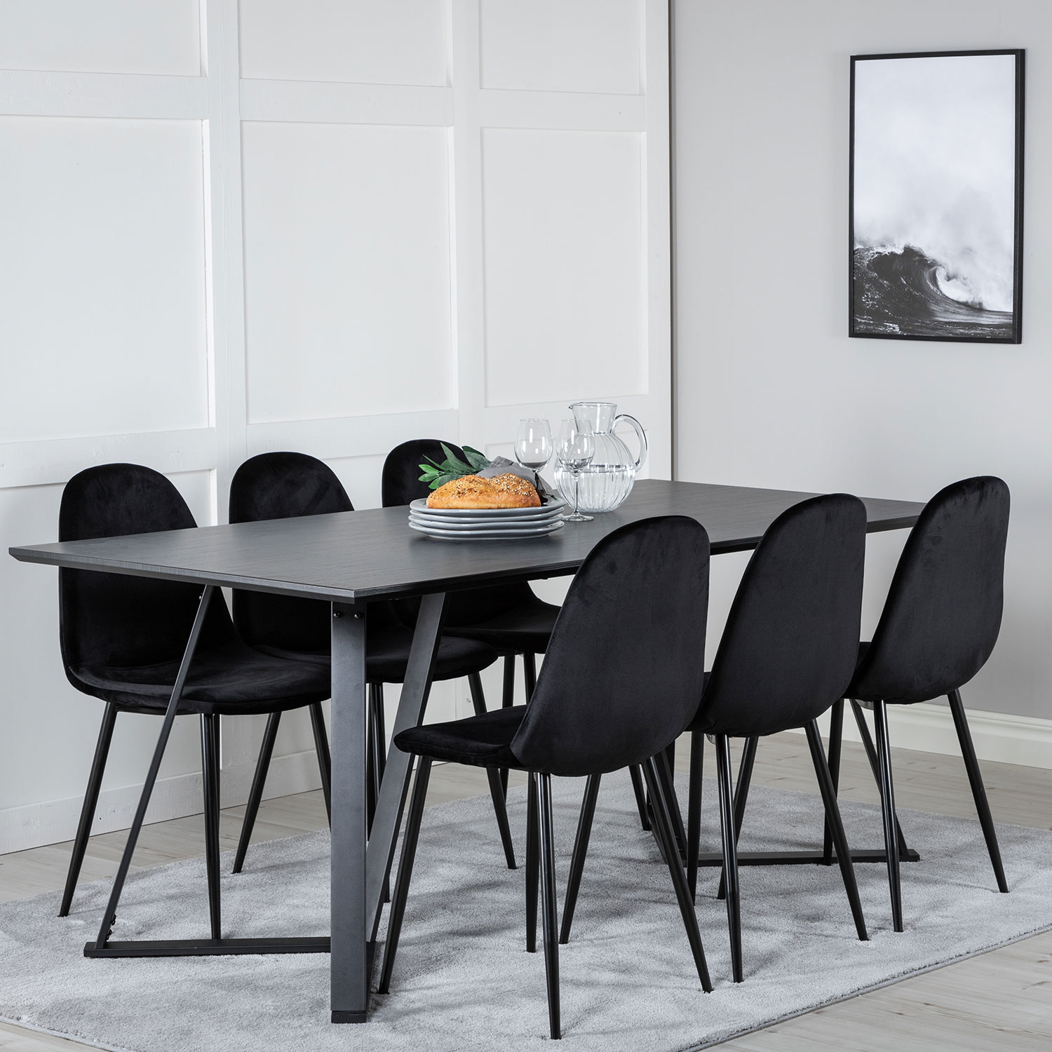Spisegruppe Venture Home Marina med 6 Polar Velvet Stoler