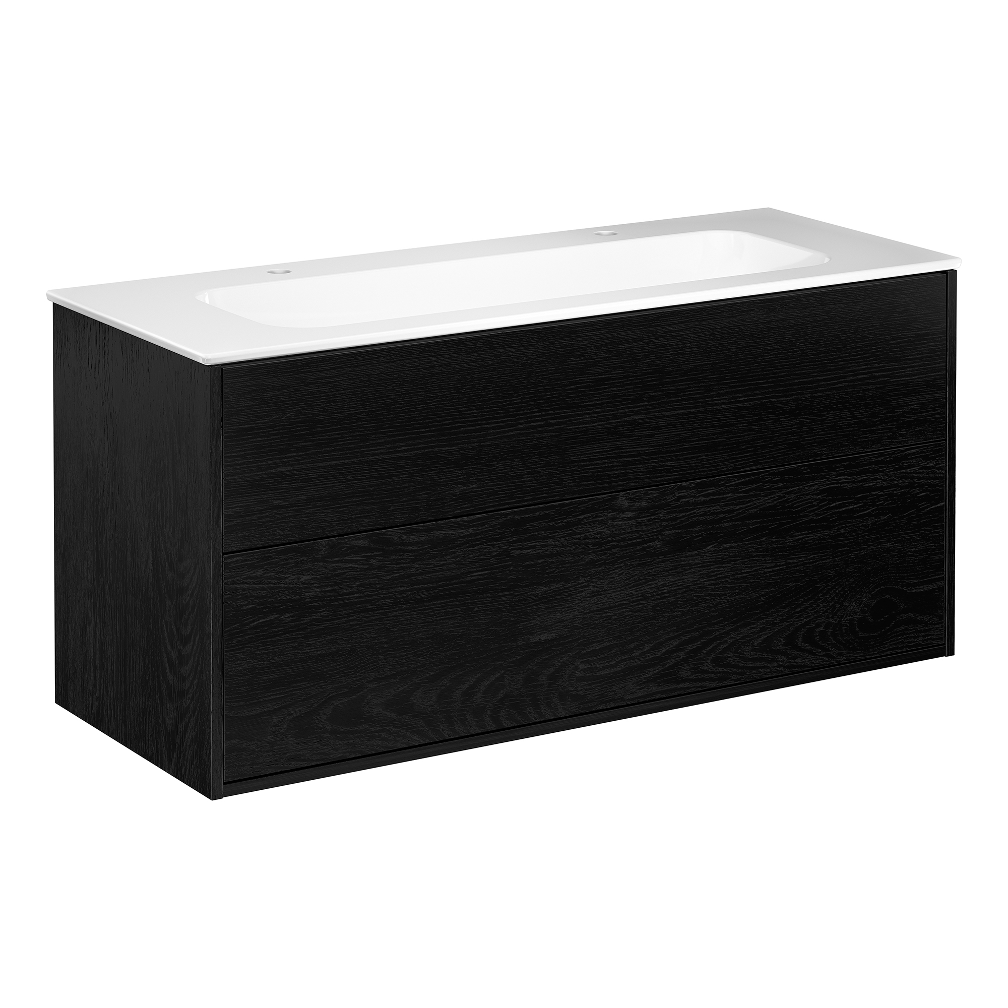 Artic Kommod 120 Svart askfaner med tvtst Vit Sort Ask, Med Hvit Servant og 2 batterihull