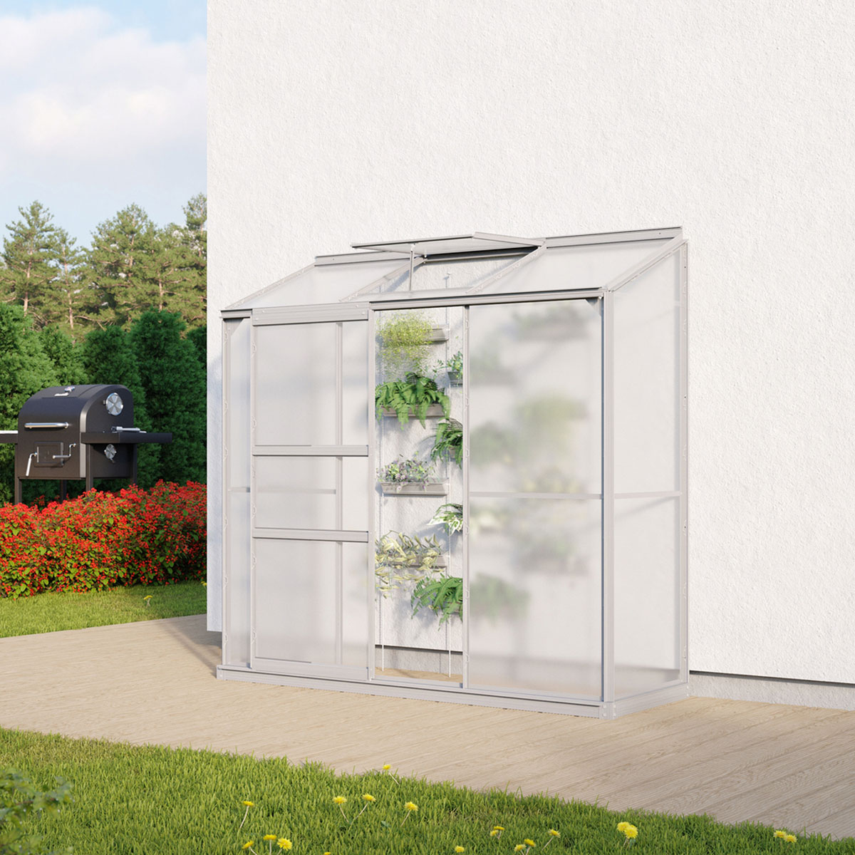 Drivhus Vitavia Ida 1300 4mm Polykarbonat Med Sokkel Plast Drivhus