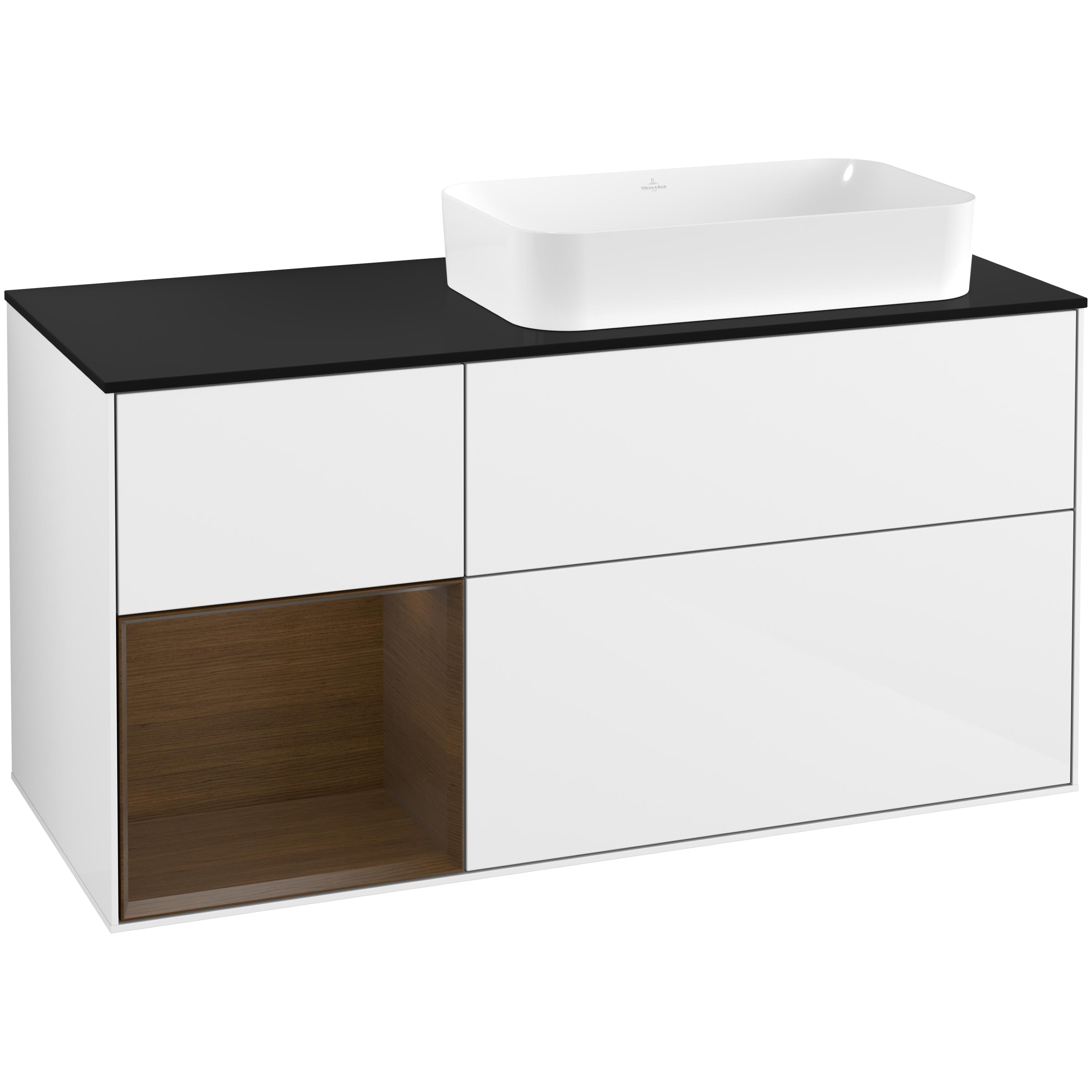 Tvättställsskåp Villeroy & Boch Finion med 3 Lådor Hylla och Bänkskiva för Ocentrerat Fristående Tvättställ