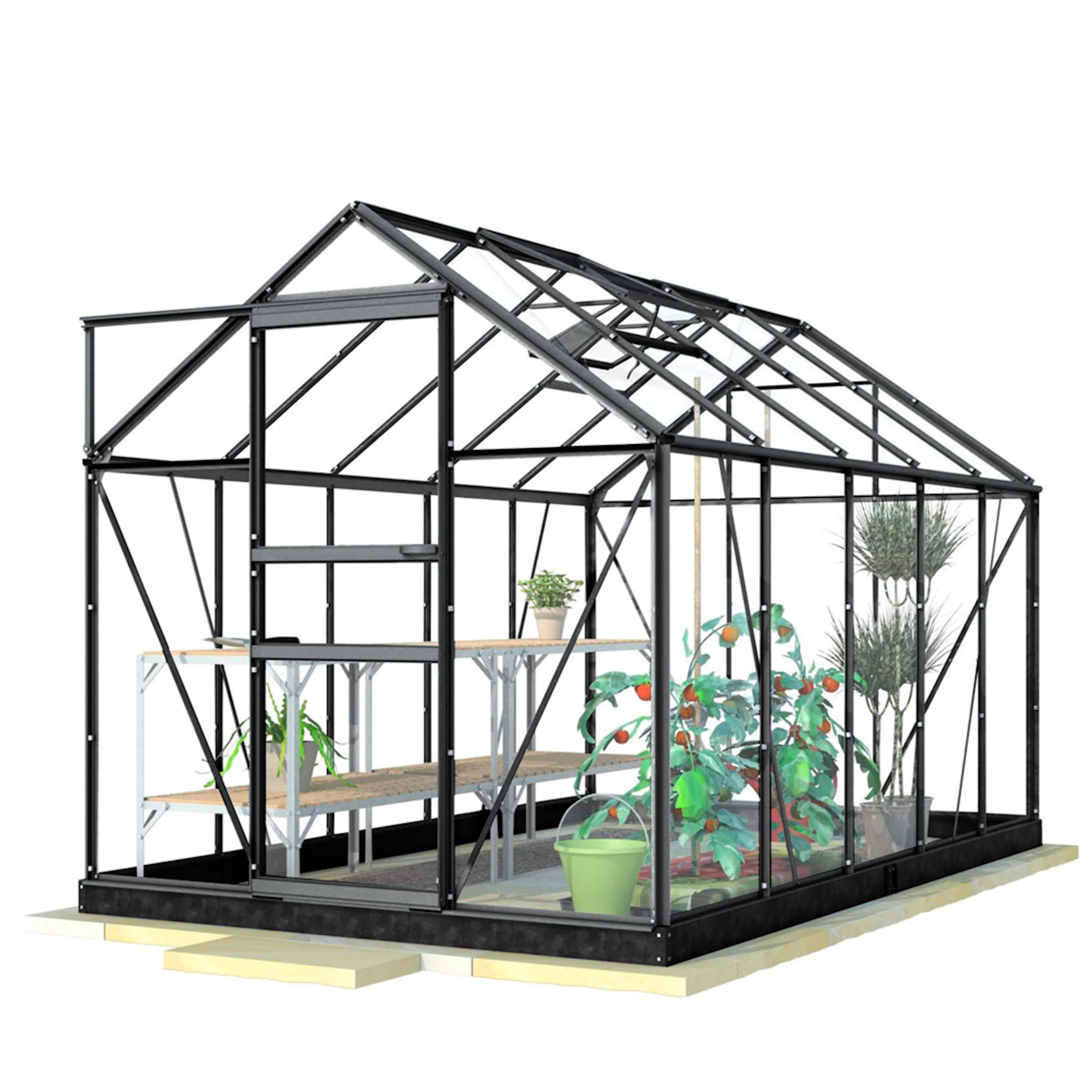 Drivhus Lykke PC 62 m2 Sort
